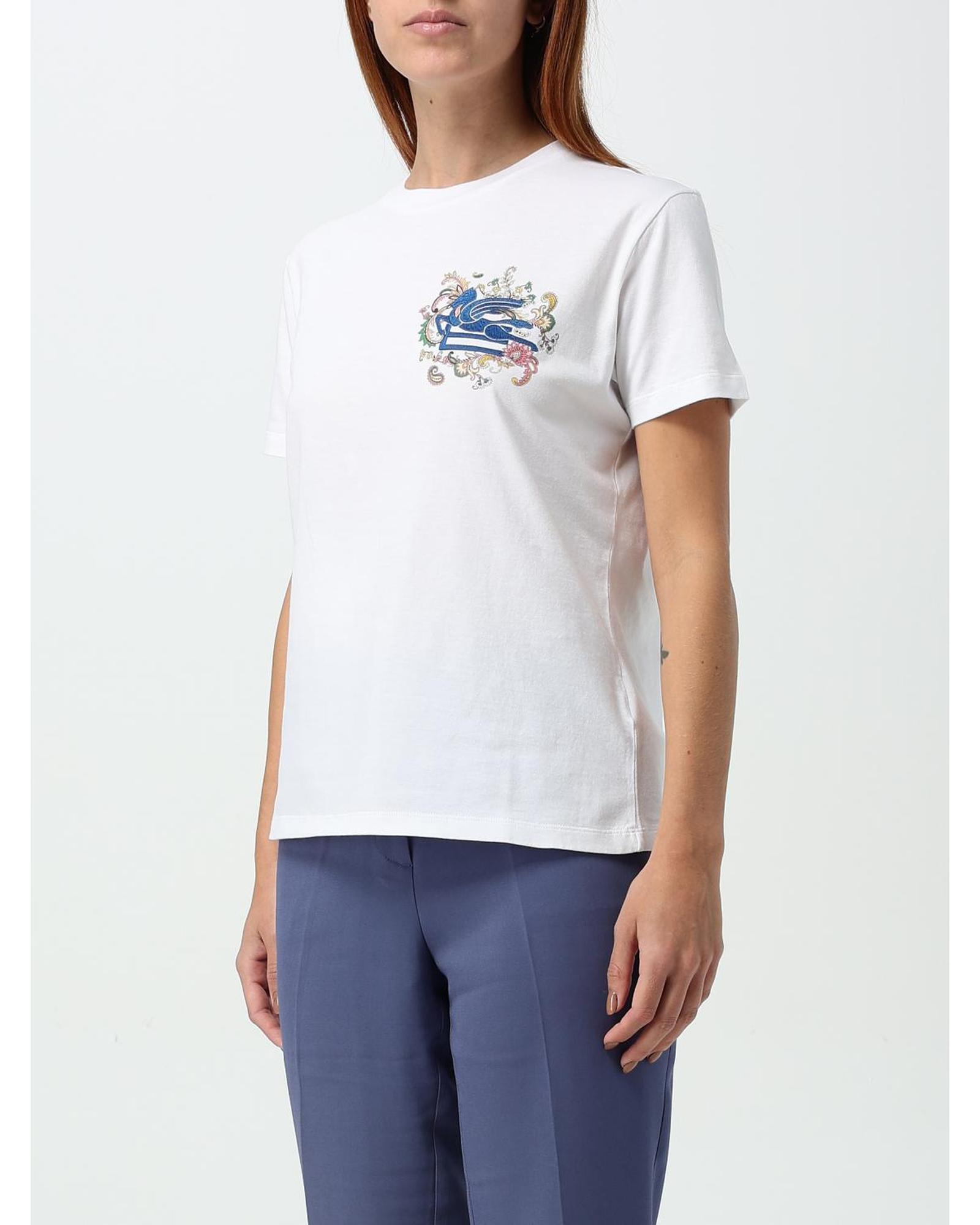 Etro Printed Short Sleeve Cotton TShirt Women White T-Shirts - Picture 10 of 26
