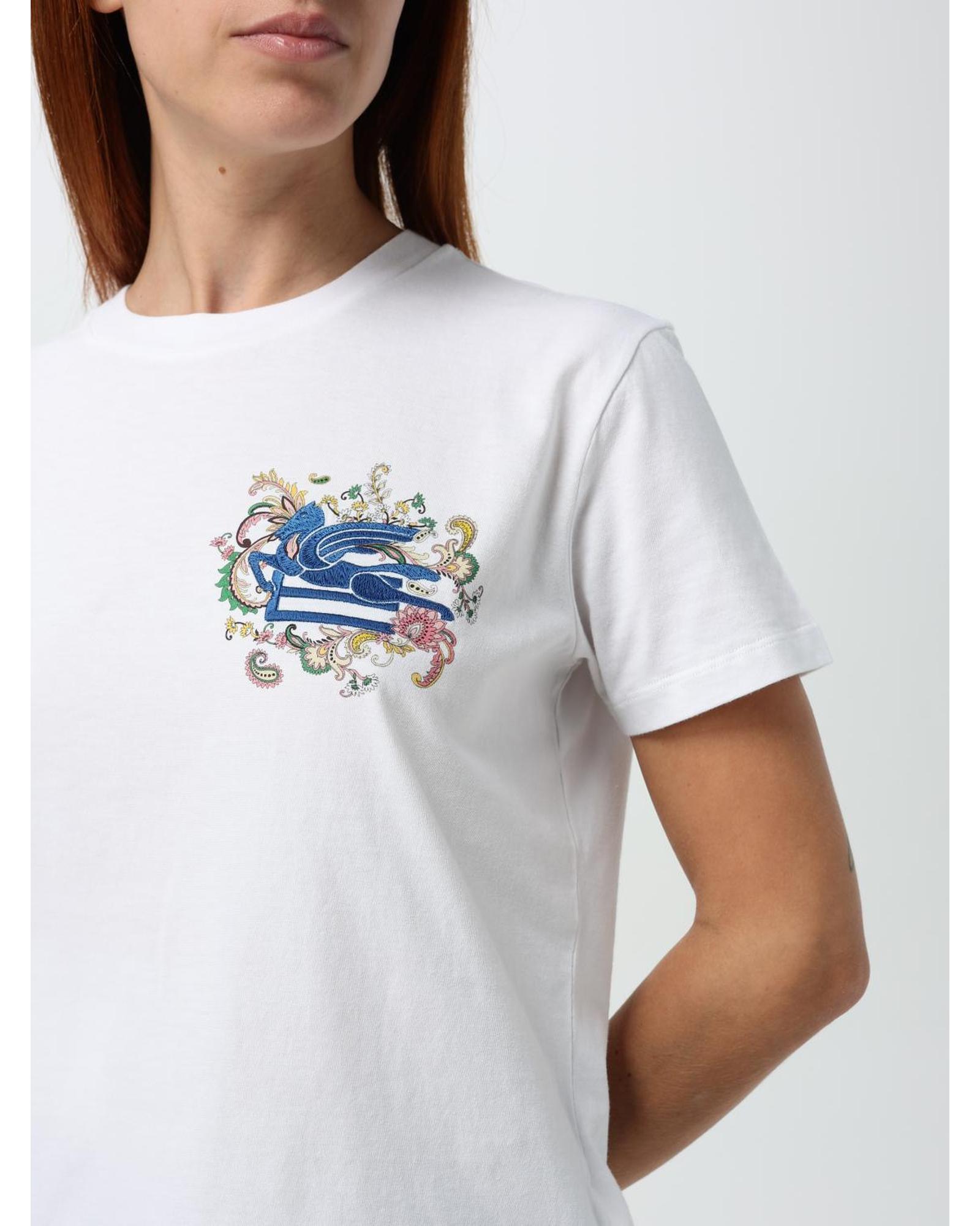 Etro Printed Short Sleeve Cotton TShirt Women White T-Shirts - Picture 11 of 26