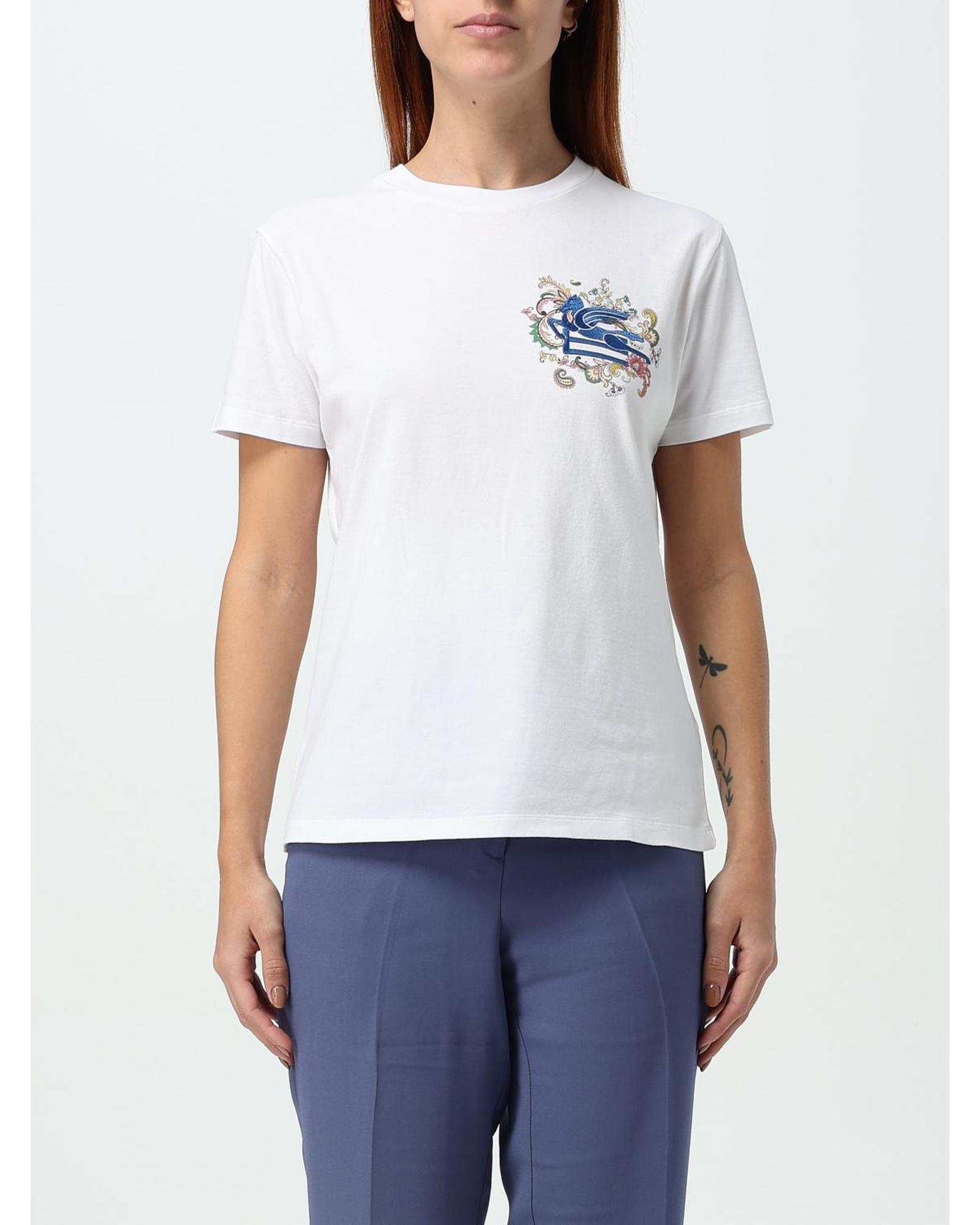 Etro Printed Short Sleeve Cotton TShirt Women White T-Shirts - Picture 12 of 26