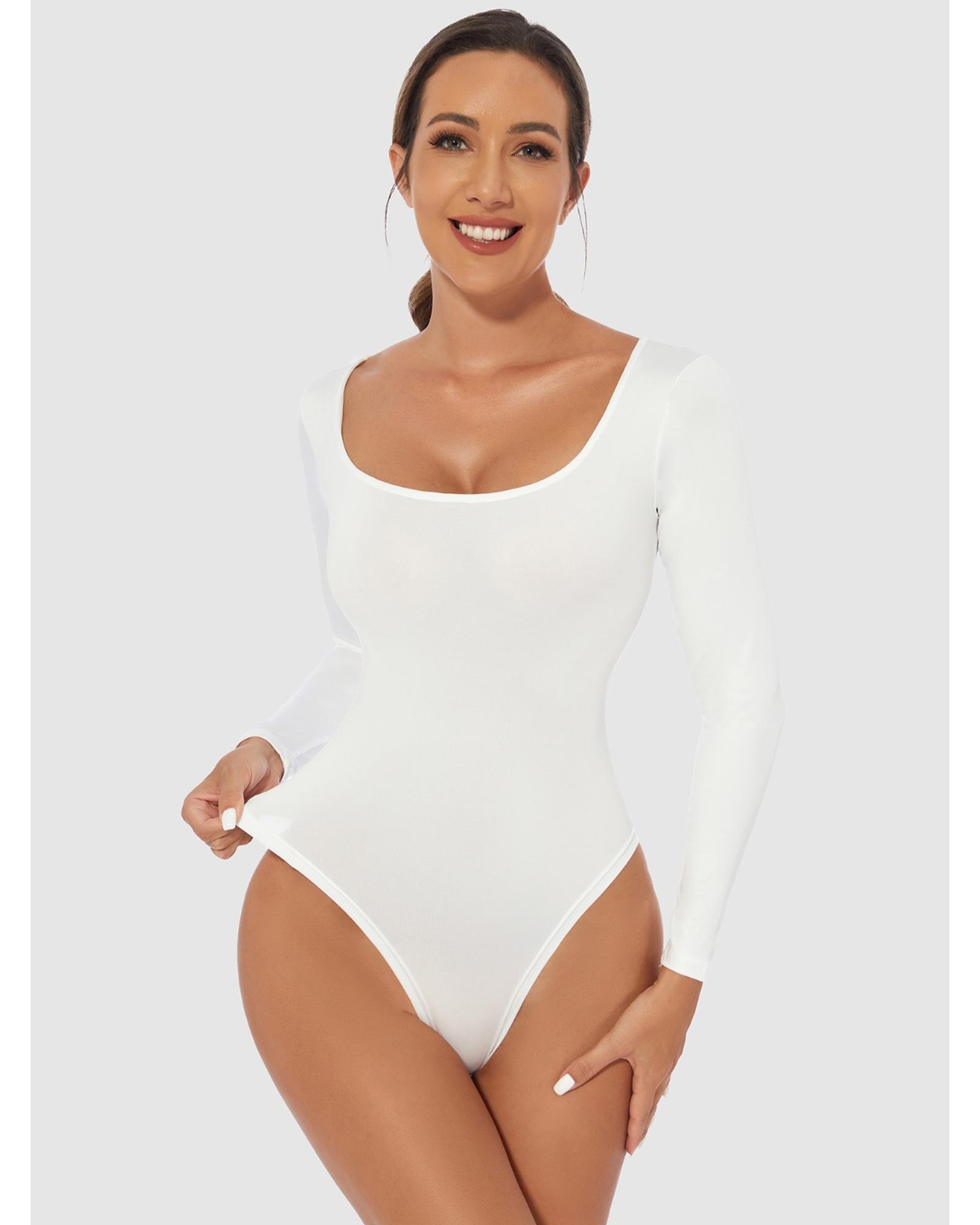 Everyday the Label Full Size Scoop Neck Long Sleeve Bodysuit Women White - Picture 15 of 19