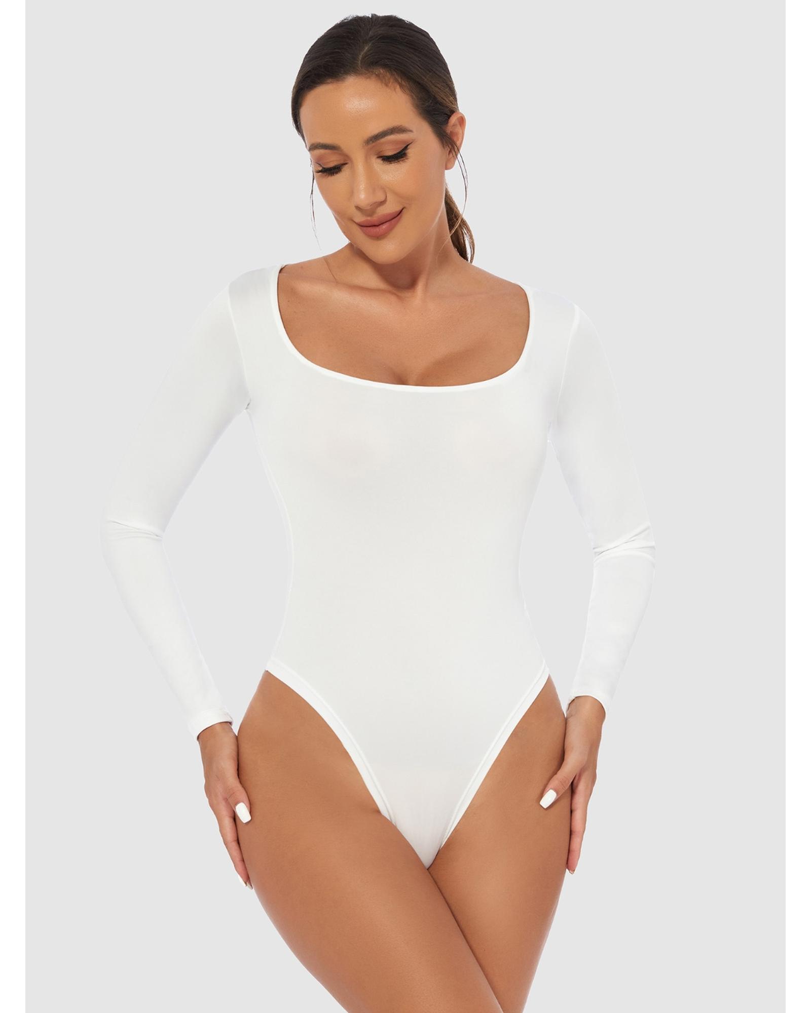 Everyday the Label Full Size Scoop Neck Long Sleeve Bodysuit Women White - Picture 17 of 19