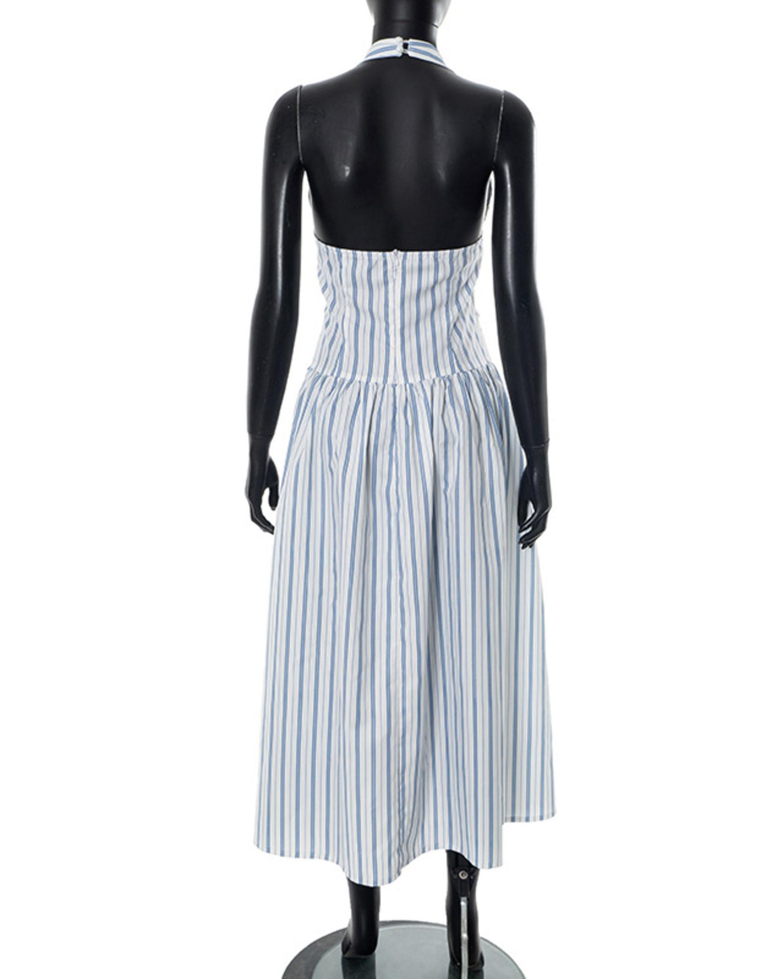 Everyday the Label Striped Halter Neck Midi Dress with Tie Front Detail Women - Picture 22 of 36