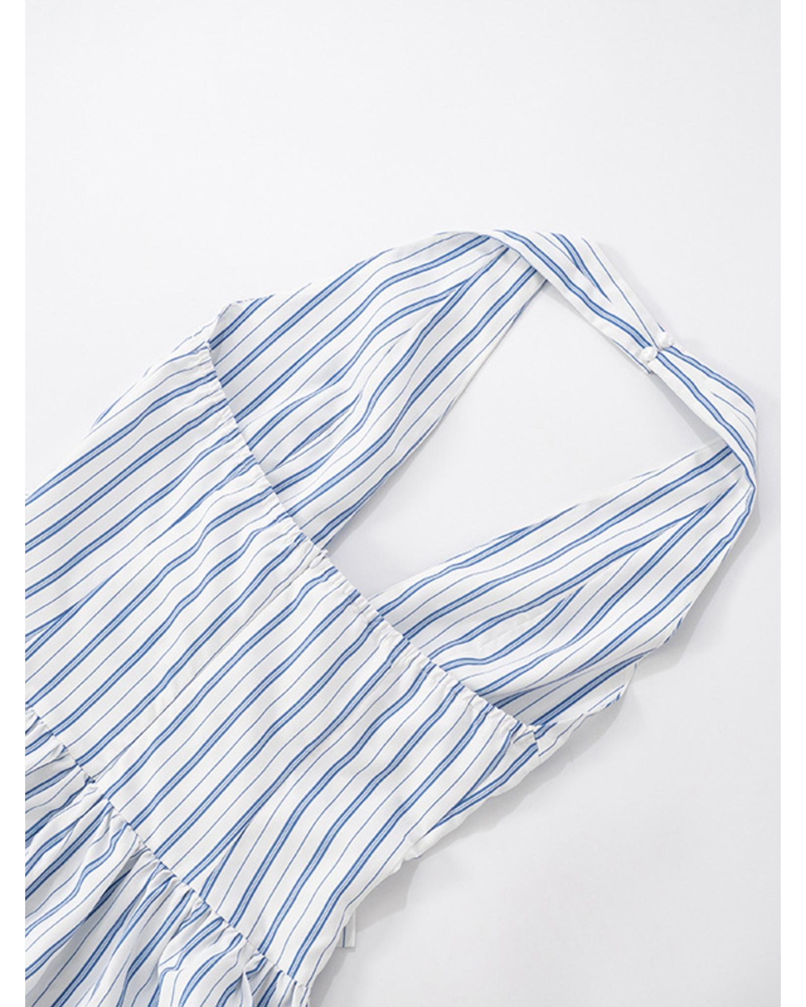 Everyday the Label Striped Halter Neck Midi Dress with Tie Front Detail Women - Picture 24 of 36