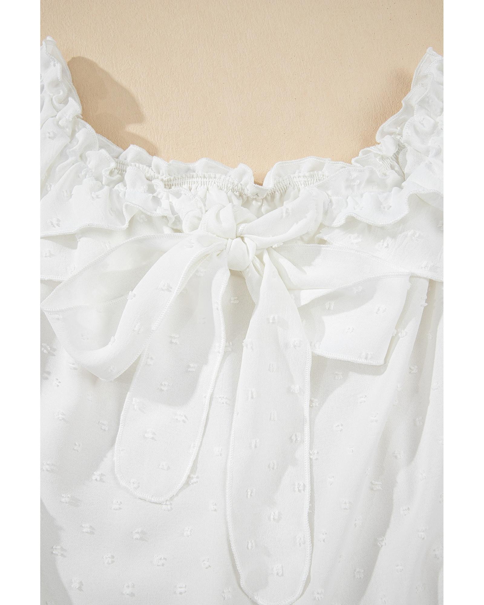 Everyday the Label Off Shoulder Ruffle Knotted Detail Swiss Dot Blouse Women - Bild 27 von 37