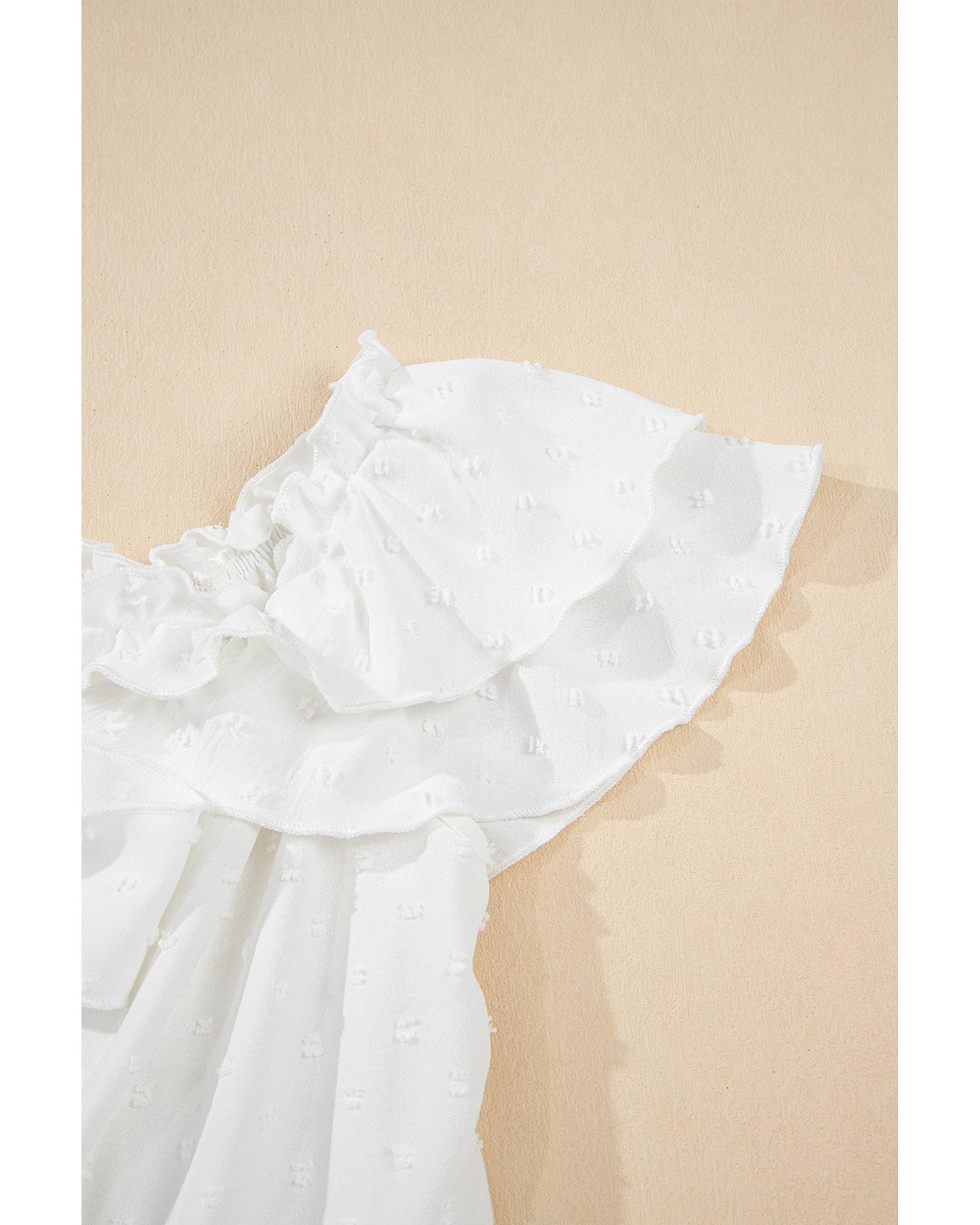 Everyday the Label Off Shoulder Ruffle Knotted Detail Swiss Dot Blouse Women - Bild 37 von 37
