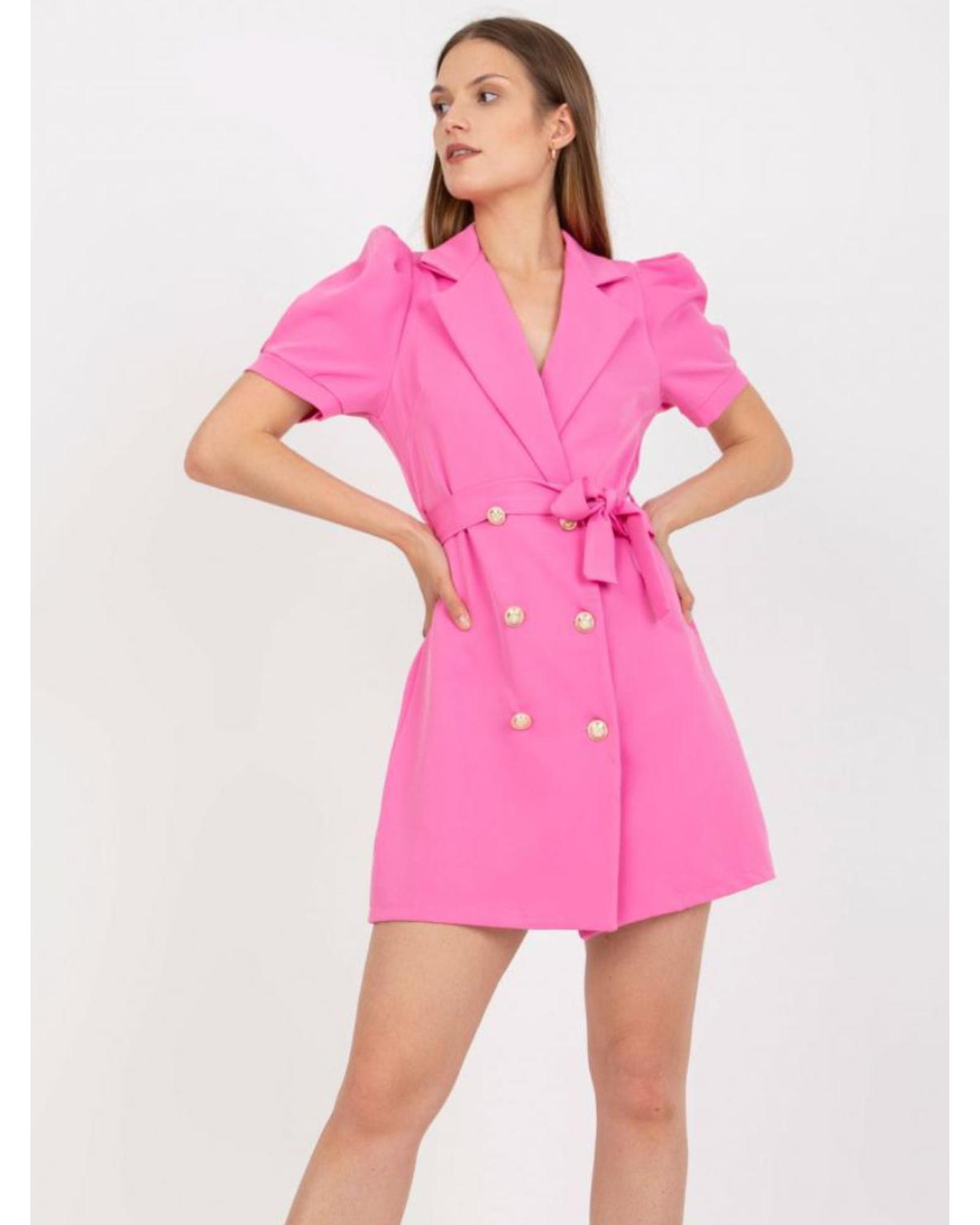 Everyday the Label Tie Waist Short Sleeve Blazer Dress Women Fuchsia Pink - Picture 19 of 21