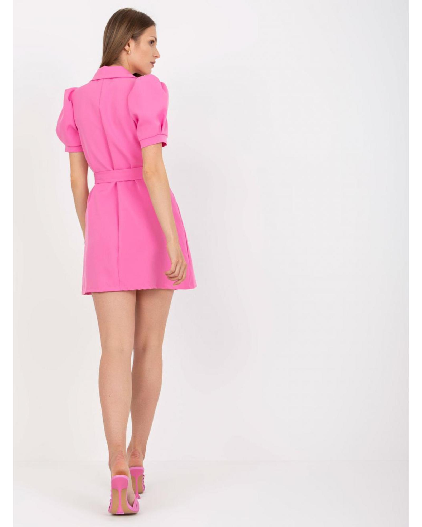Everyday the Label Tie Waist Short Sleeve Blazer Dress Women Fuchsia Pink - Picture 21 of 21