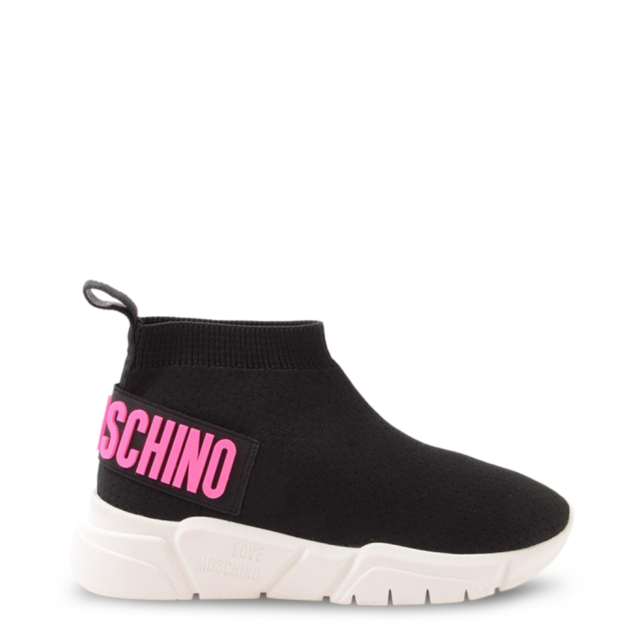 Pre-owned Moschino Love  Damen Plateau Sneaker Mit Stretch Schaft In Schwarz