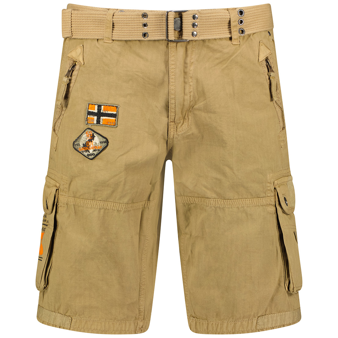 Cotton Shorts with Half Zip and Multiple Pockets