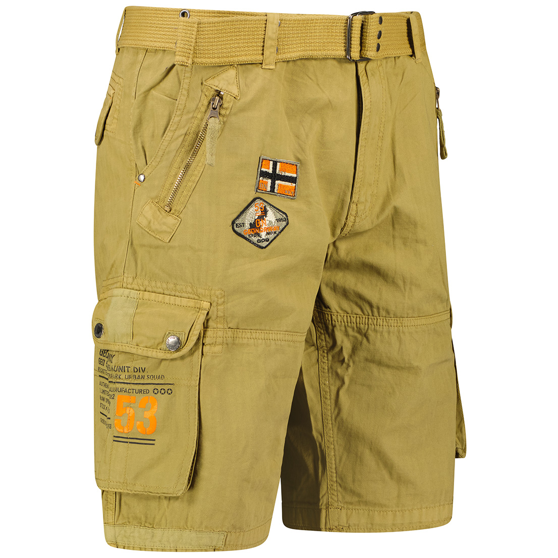 Cotton Shorts with Half Zip Fastening and 6 Pockets