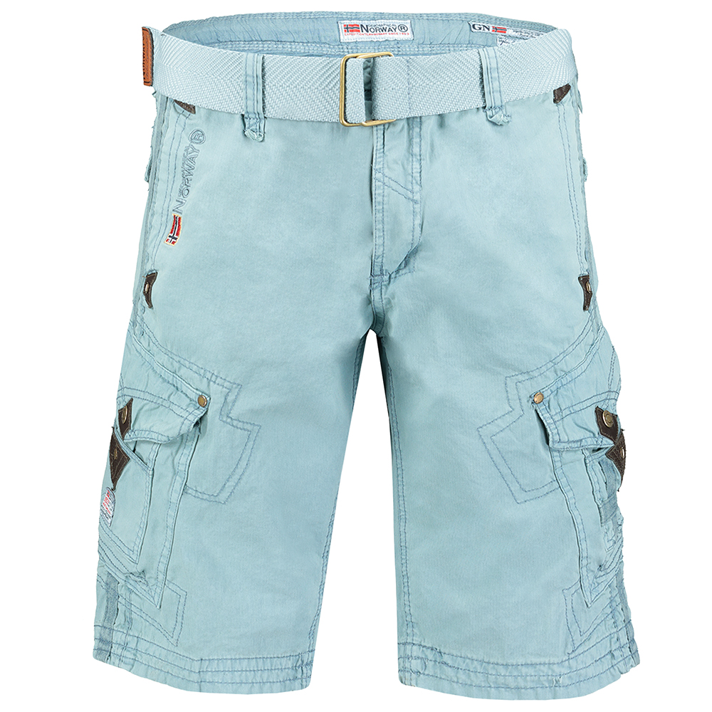 Solid Cotton Shorts with Zip Fastening and 6 Pockets