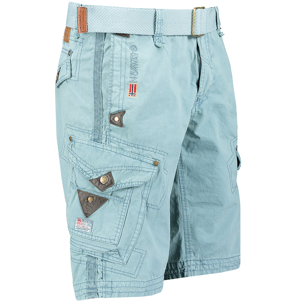 Solid Cotton Shorts with Zip Fastening and 6 Pockets