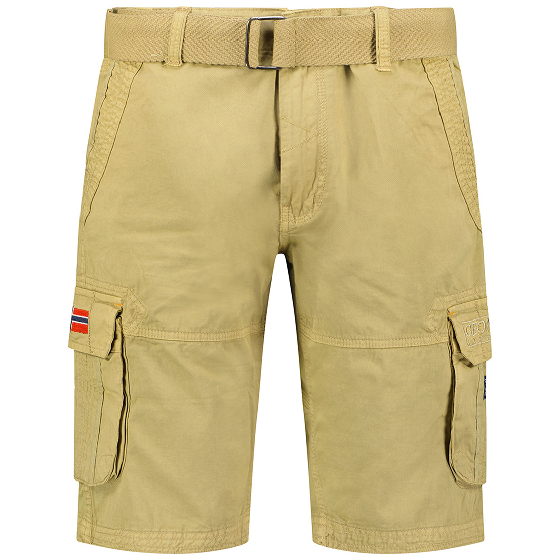 Solid Colour Cotton Shorts with Visible Logo