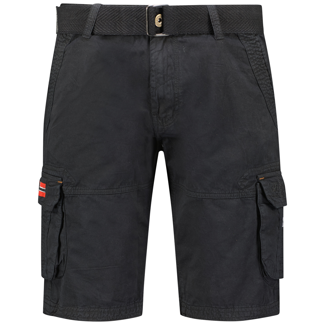Solid Colour Cotton Shorts with Zip Fastening