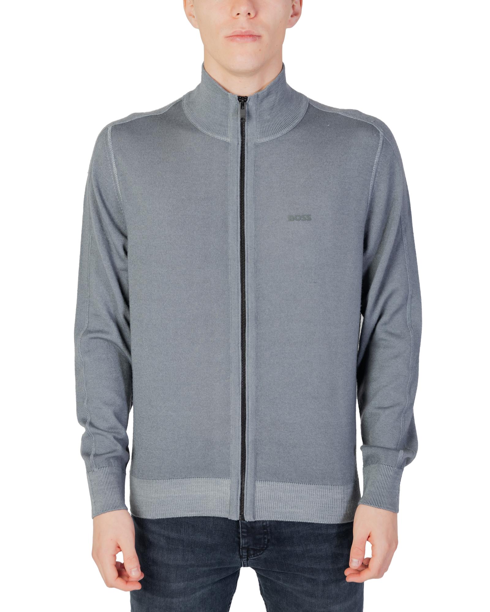 Pre-owned Hugo Boss Boss Wool Turtleneck Cardigan With Zip Fastening - Cardigans - Grey -size S In Grau