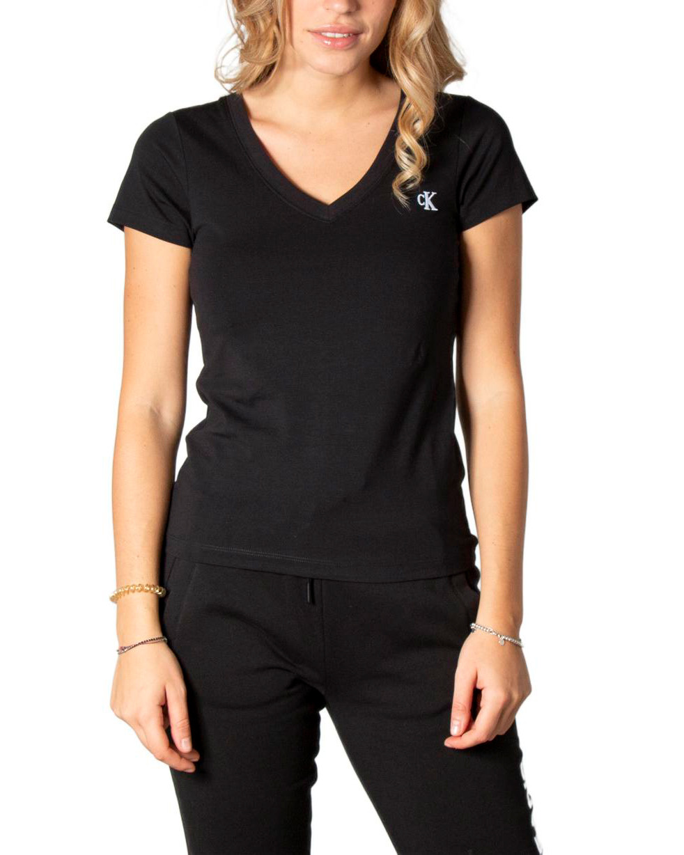 Black V-Neck T-Shirt for Women - Calvin Klein Jeans