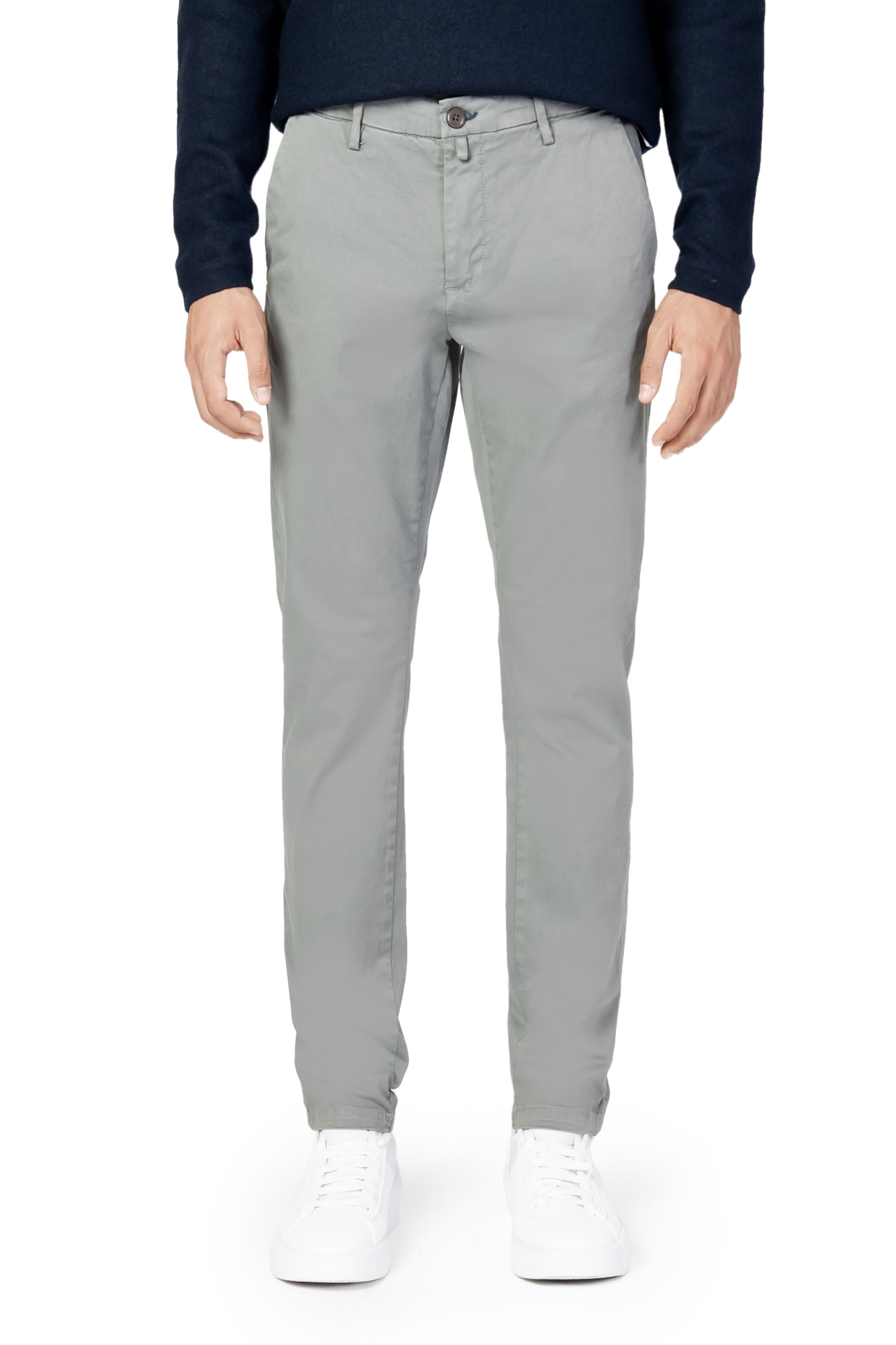Slim Fit Trousers with Zip and Button Fastening