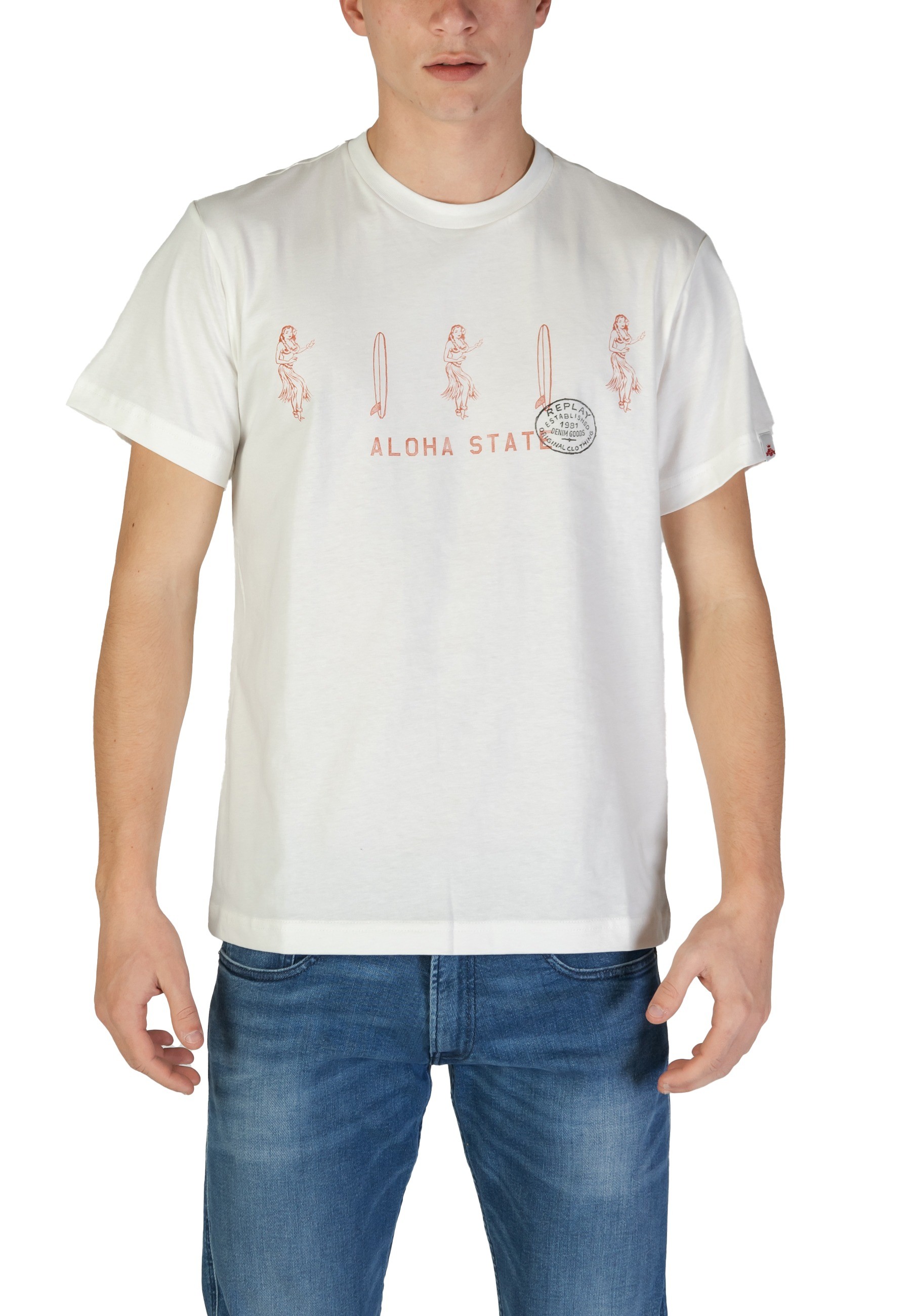 【REPLAY】★Replay Aloha State T-Shirt★ T-shirt with aloha state print Black | Replay Jeans