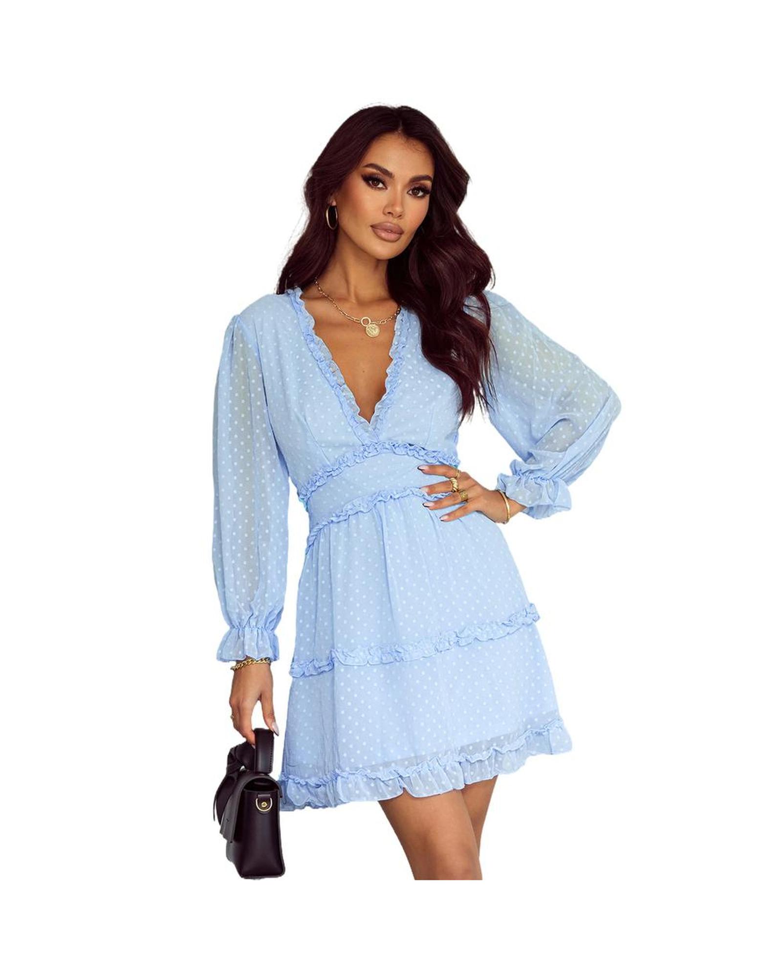 Azura Exchange Ruffled Mini Dress Women Sky Blue Mini Dresses - Picture 30 of 48