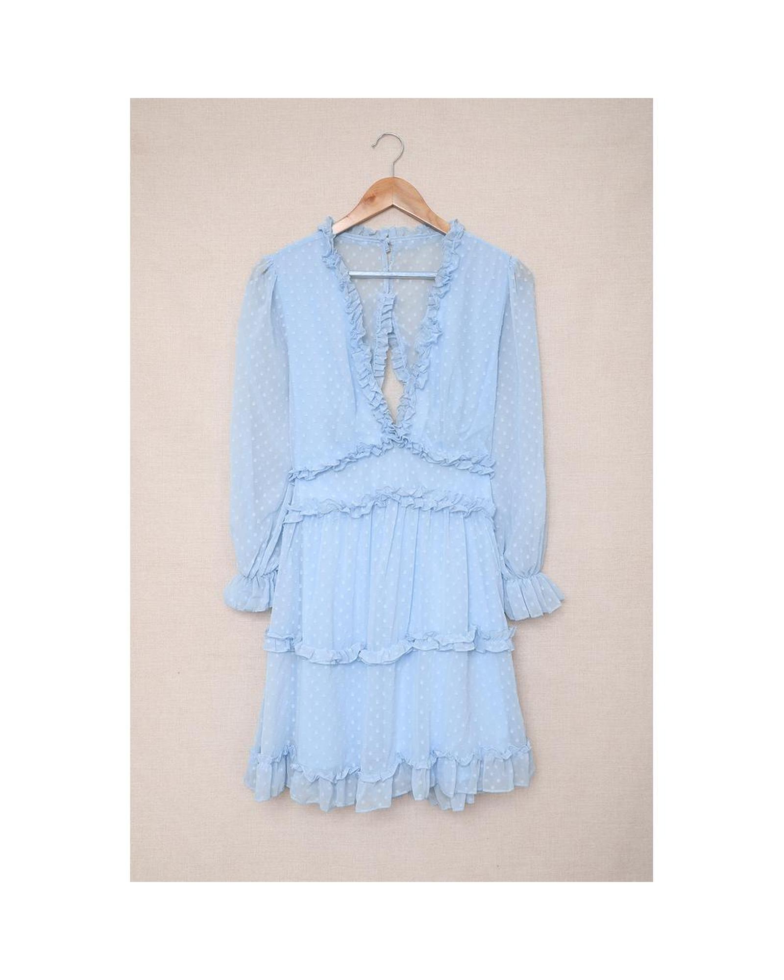Azura Exchange Ruffled Mini Dress Women Sky Blue Mini Dresses - Picture 16 of 48