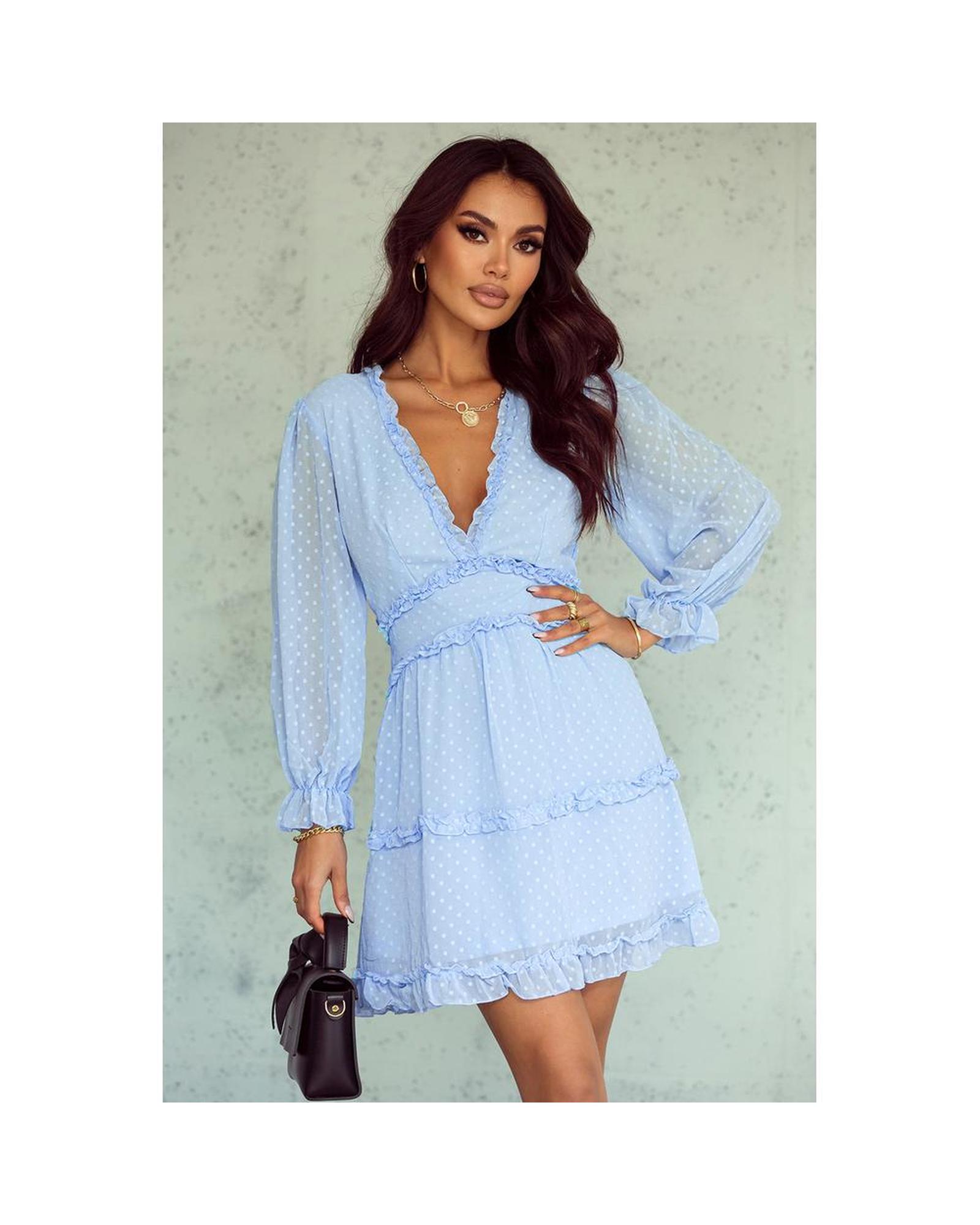Azura Exchange Ruffled Mini Dress Women Sky Blue Mini Dresses - Picture 37 of 48
