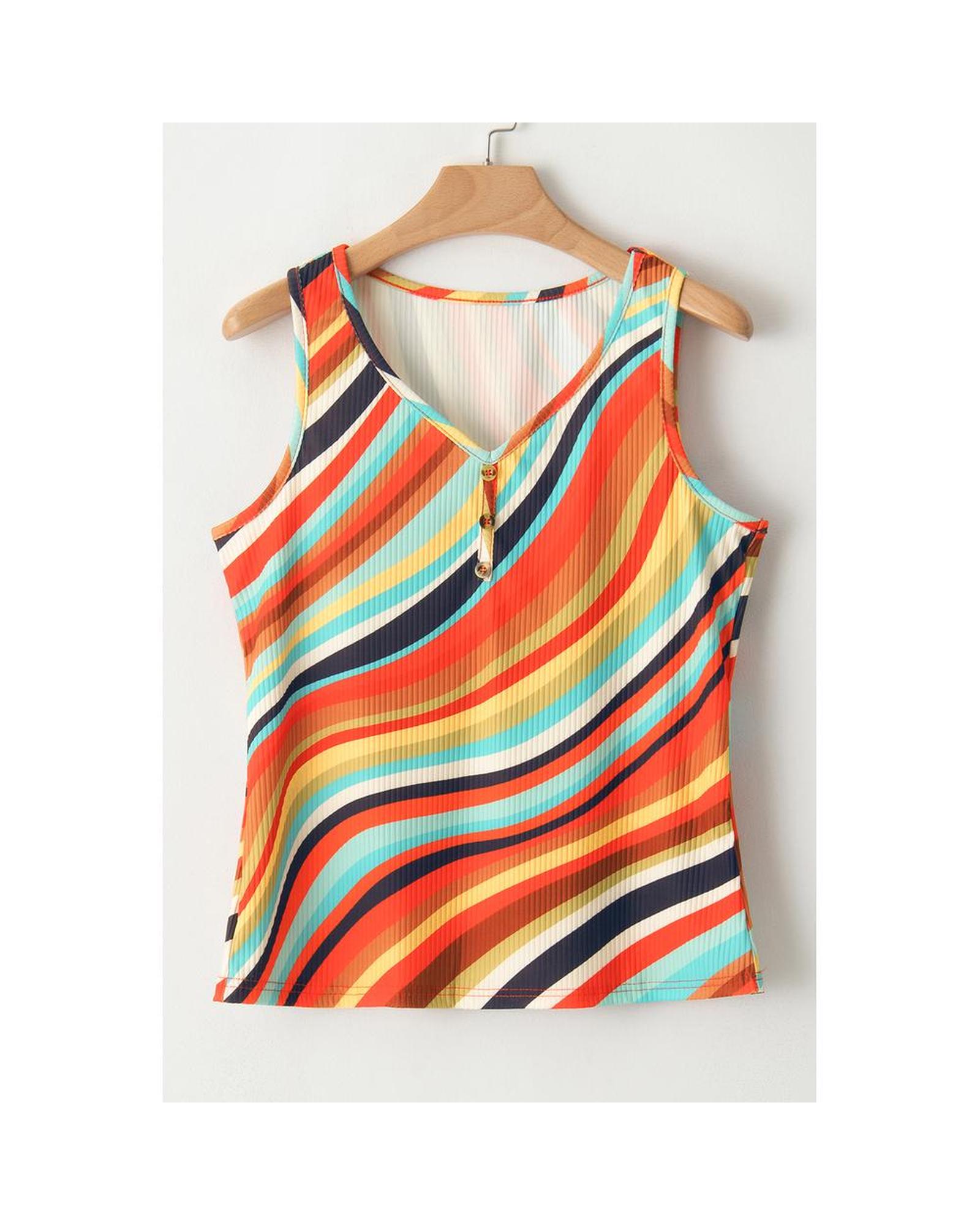 Azura Exchange Striped Button Tank Top Women Multicolour - Picture 11 of 37