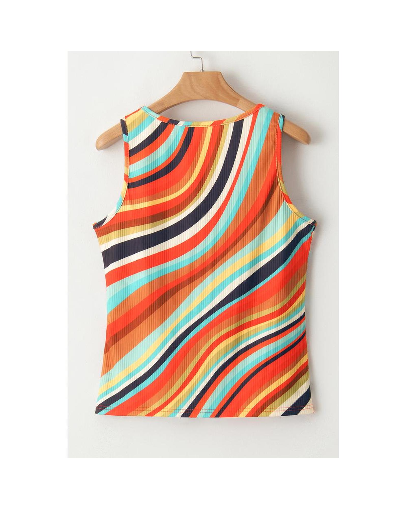 Azura Exchange Striped Button Tank Top Women Multicolour - Picture 33 of 37