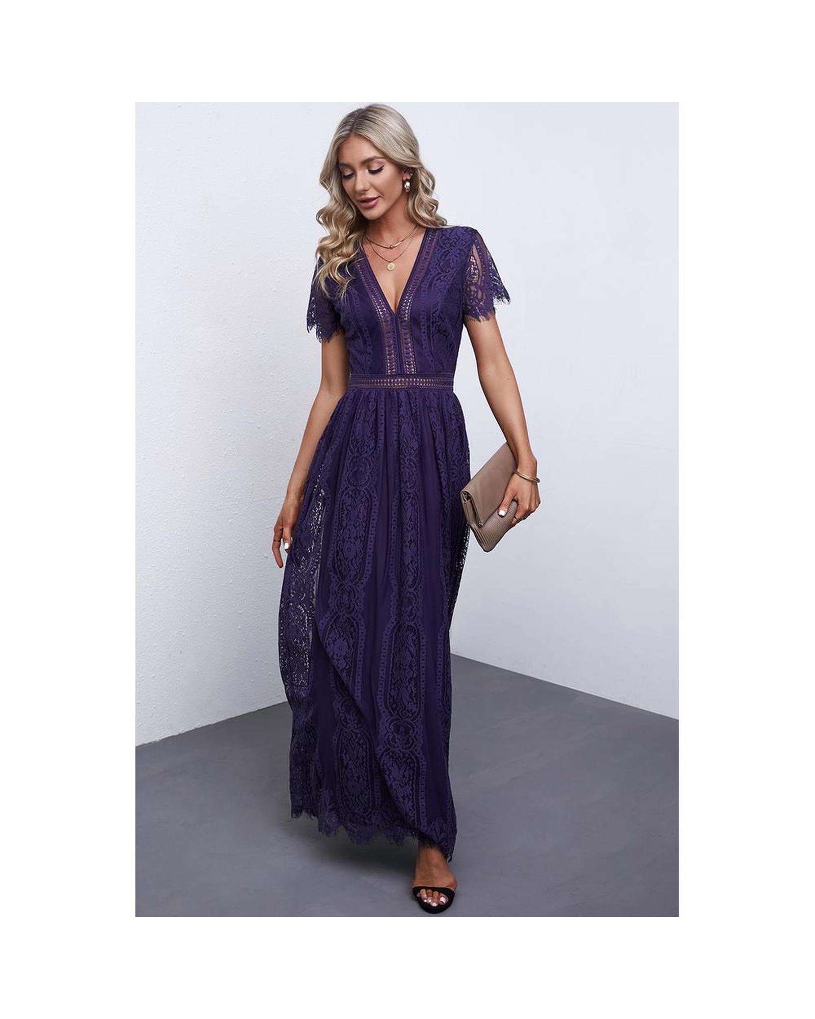Azura Exchange Elegant Lace Maxi Dress Women Blue - Picture 32 of 48