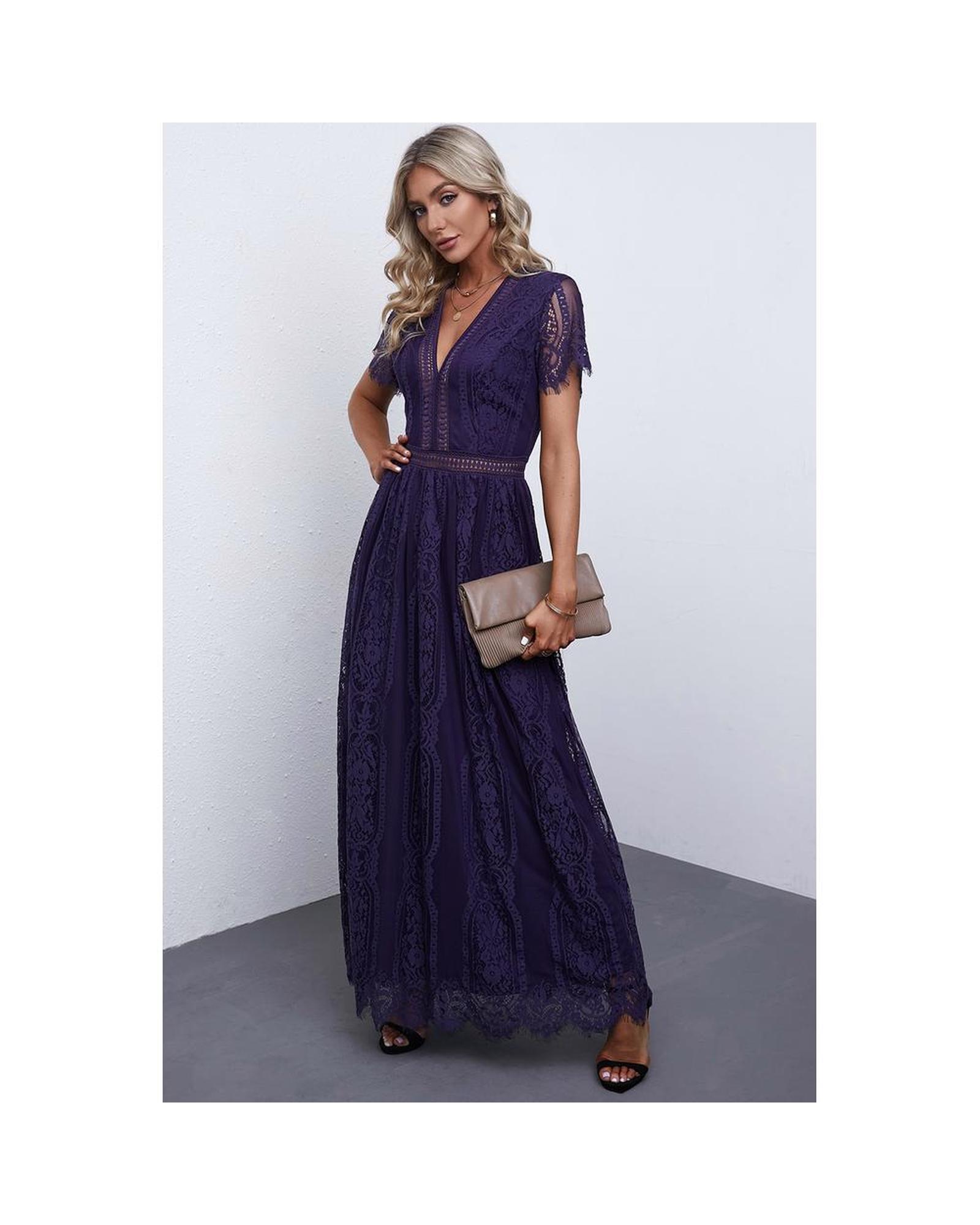 Azura Exchange Elegant Lace Maxi Dress Women Blue - Picture 14 of 48