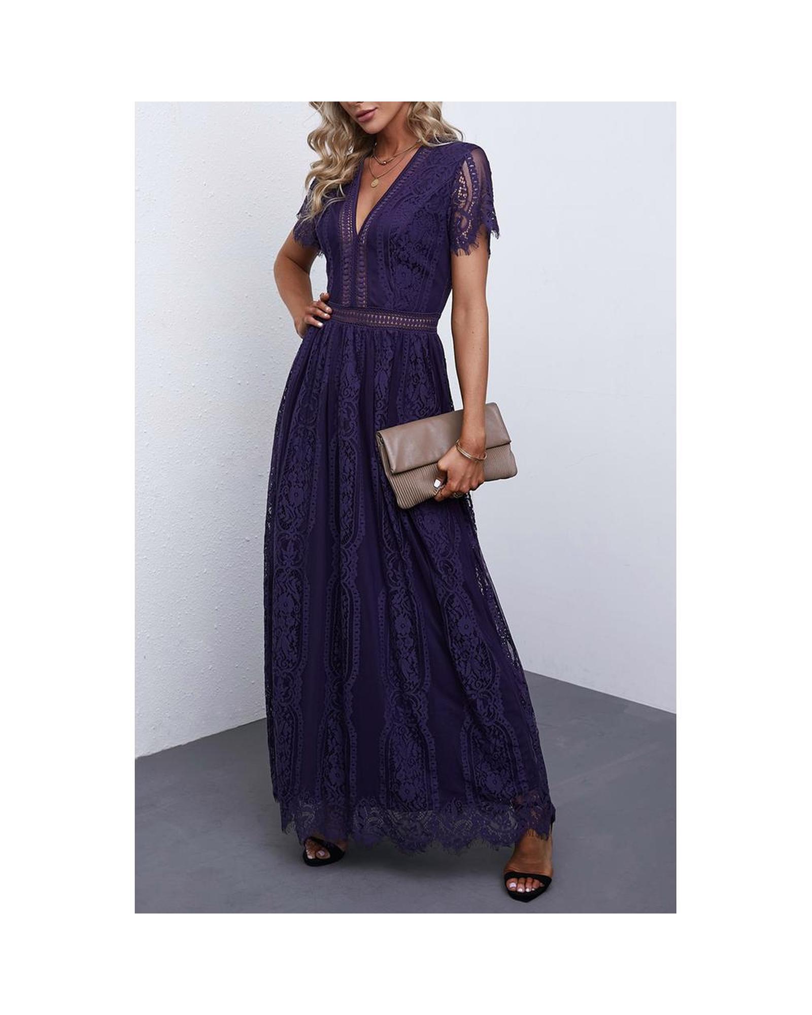 Azura Exchange Elegant Lace Maxi Dress Women Blue - Picture 15 of 48