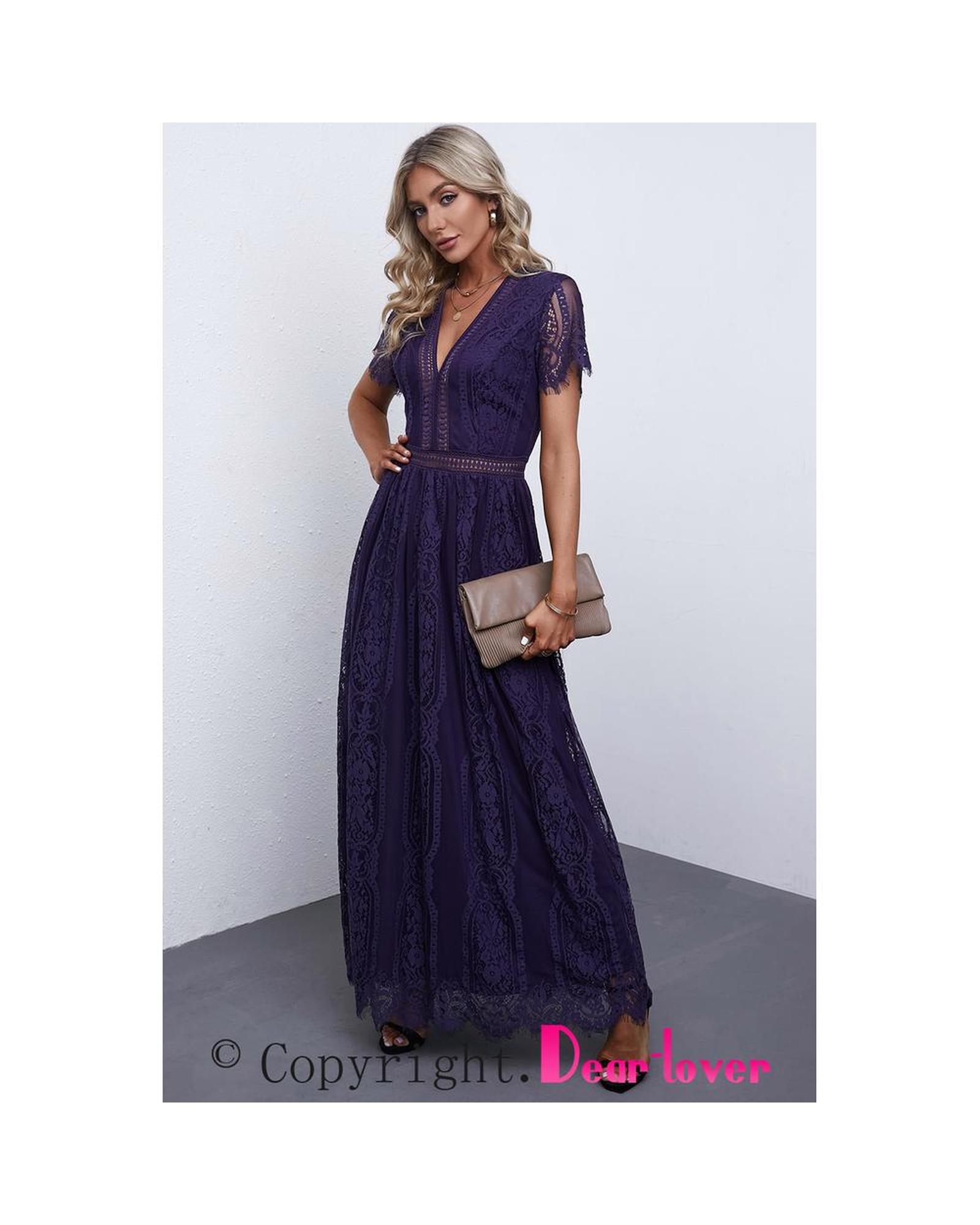 Azura Exchange Elegant Lace Maxi Dress Women Blue - Picture 43 of 48
