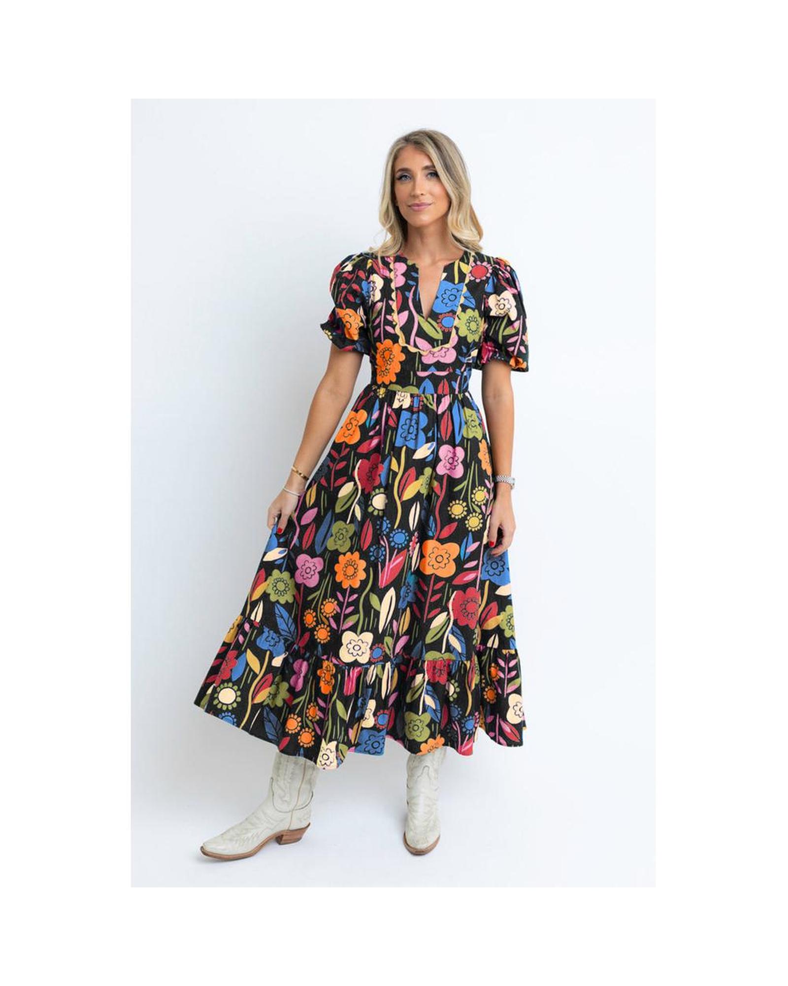 Azura Exchange Floral Print Midi Dress Women Black Maxi - Picture 8 of 13