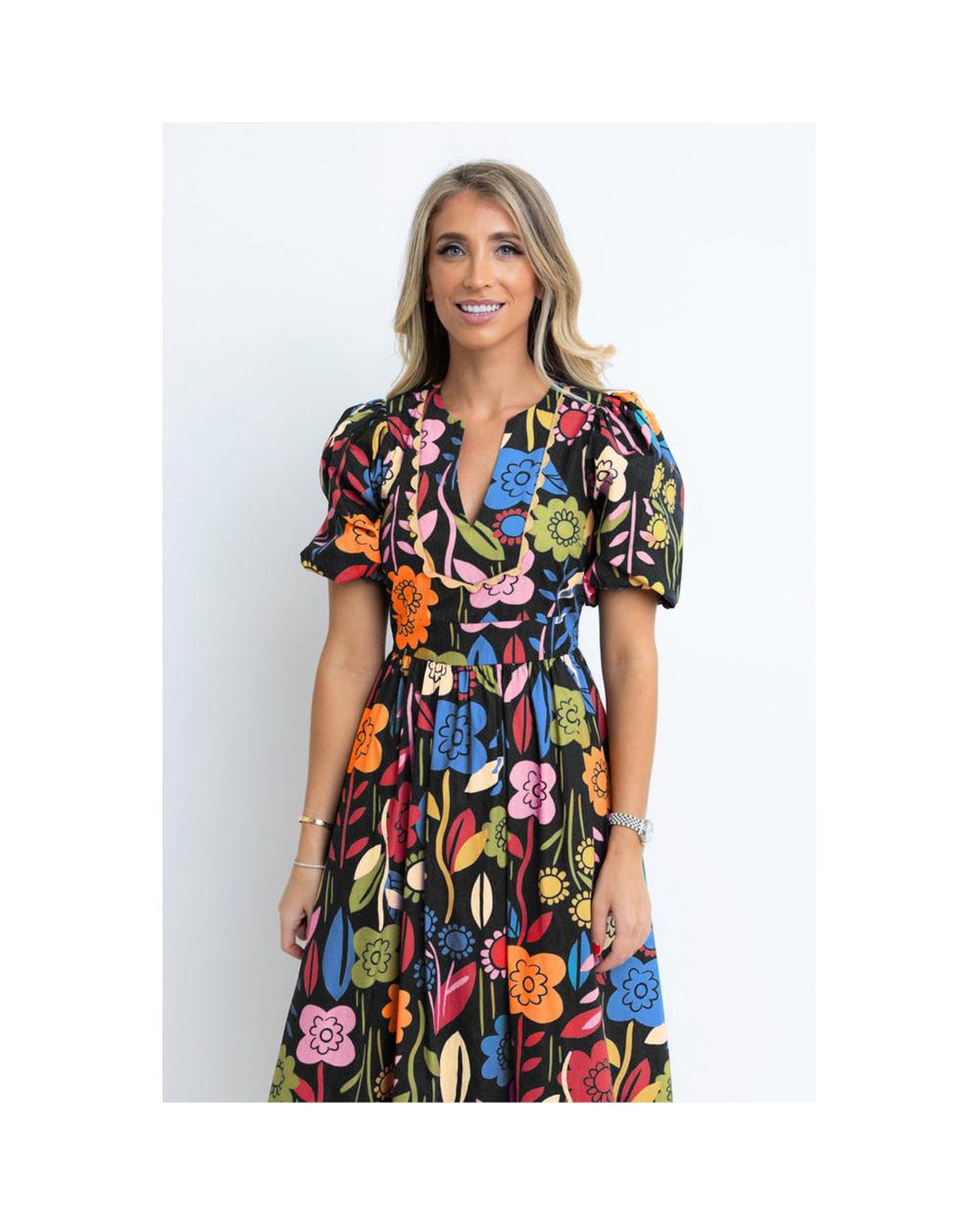 Azura Exchange Floral Print Midi Dress Women Black Maxi - Picture 12 of 13