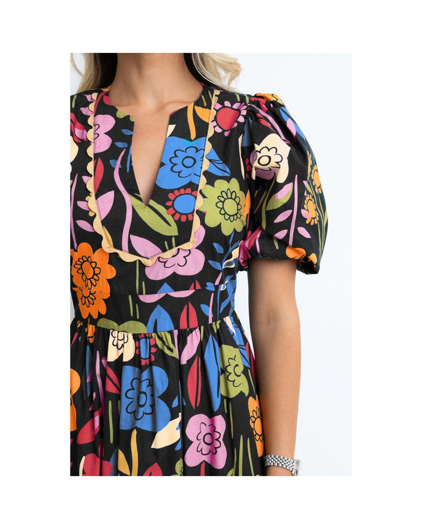 Azura Exchange Floral Print Midi Dress Women Black Maxi - Picture 13 of 13