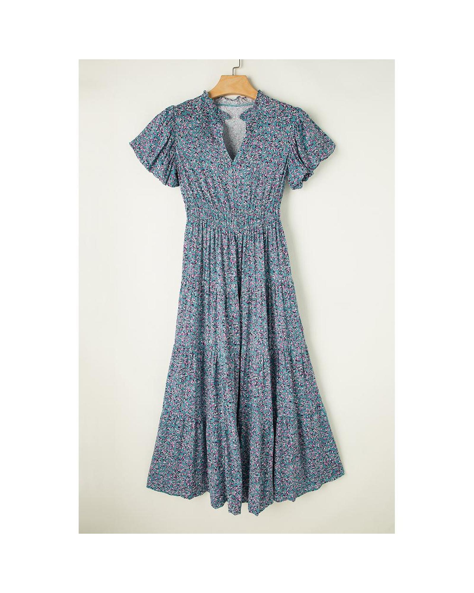 Azura Exchange Floral Print V-Neck Short Sleeve Midi Dress with Pockets Women - Picture 21 of 36