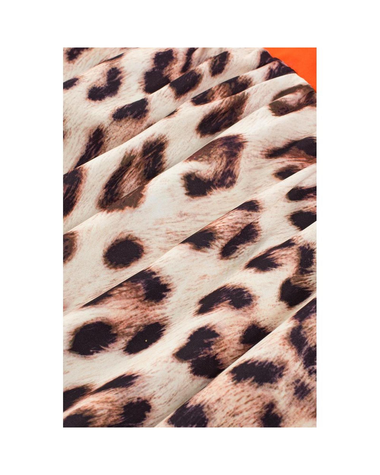 Azura Exchange Bright Pink Leopard Colorblock Patchwork Bubble Sleeve Maxi Dress - Picture 31 of 44