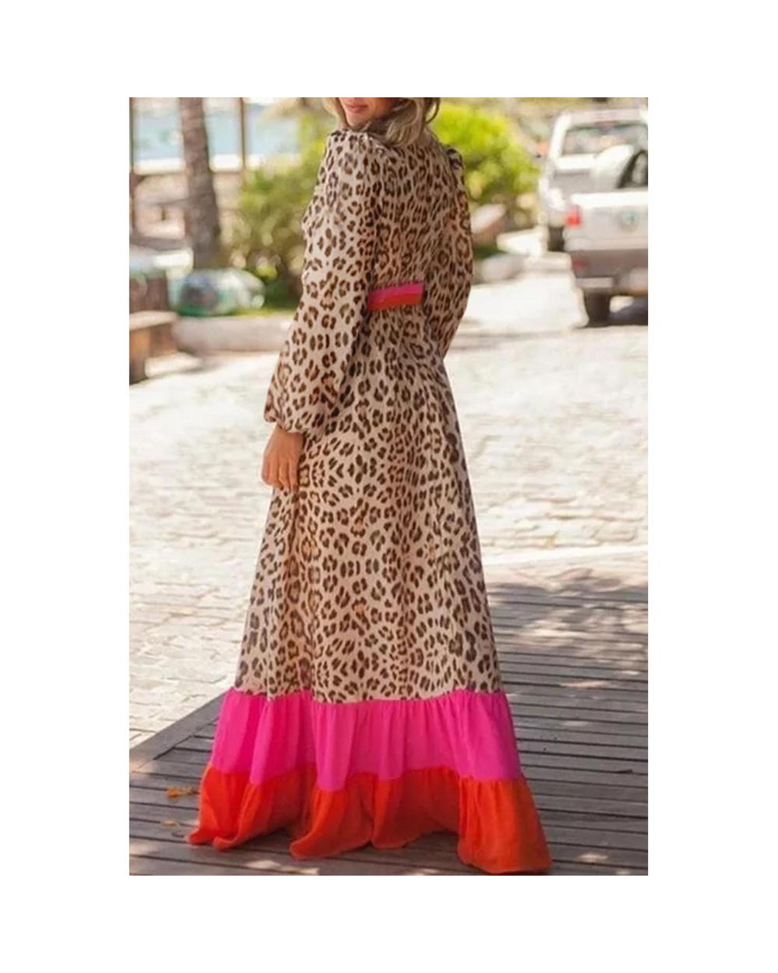 Azura Exchange Long Sleeve Maxi Colorblock Dress Women Brown - Foto 18 di 24