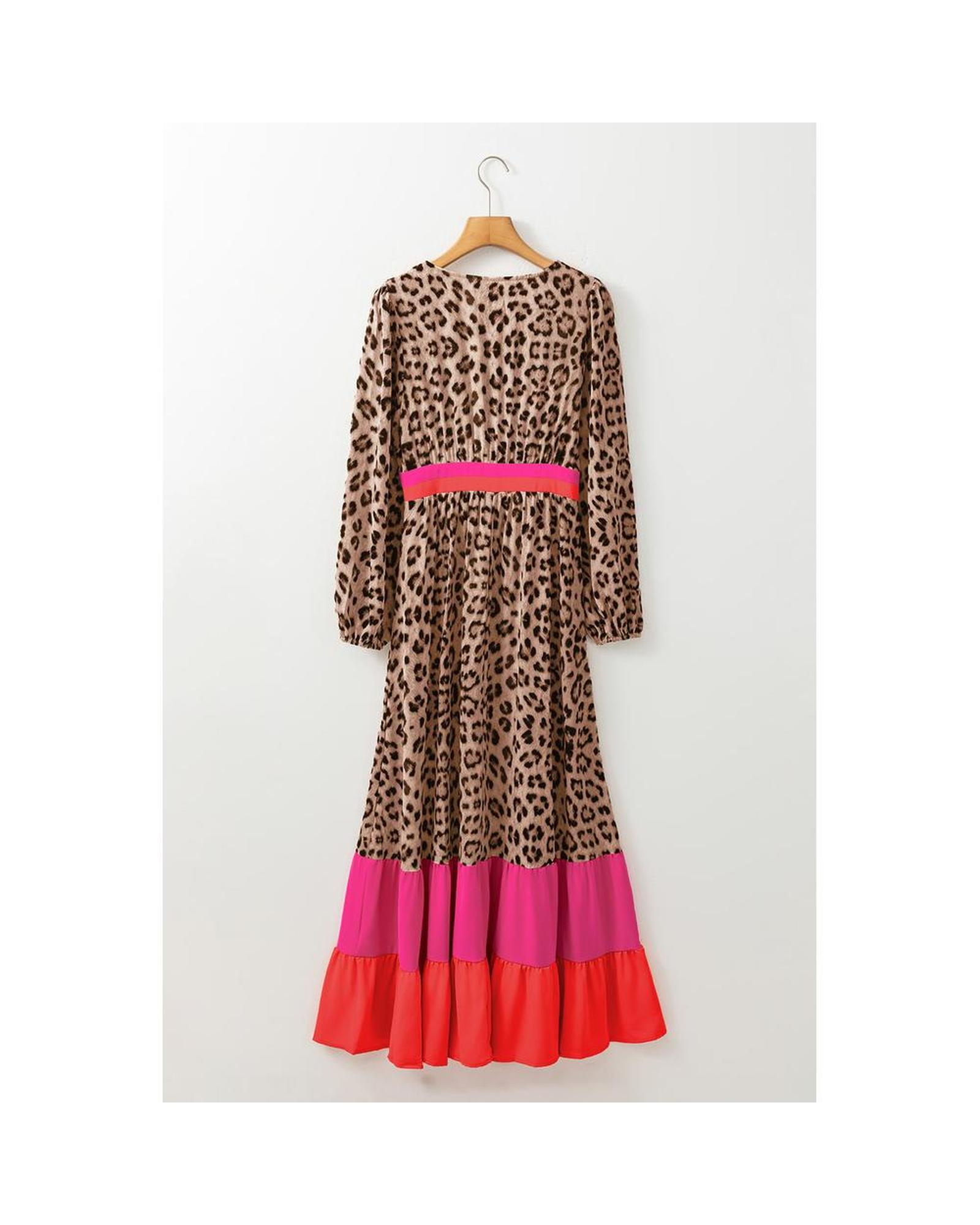 Azura Exchange Long Sleeve Maxi Colorblock Dress Women Brown - Foto 21 di 24