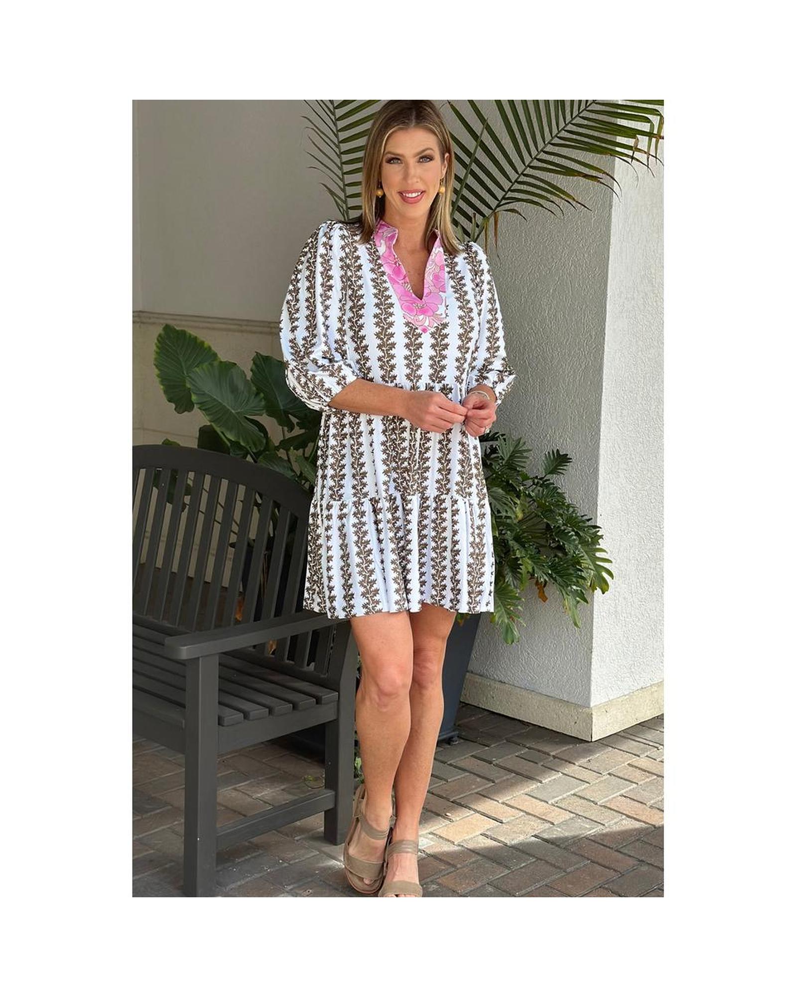 Azura Exchange Printed Woven Tiered Mini Dress with V-Neck Women Black Mini - Picture 18 of 24