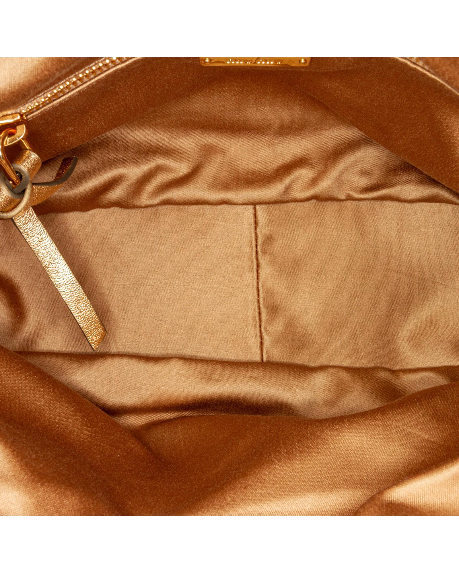 Leather Knot Shoulder Bag with Zip Closure and Interior Pocket