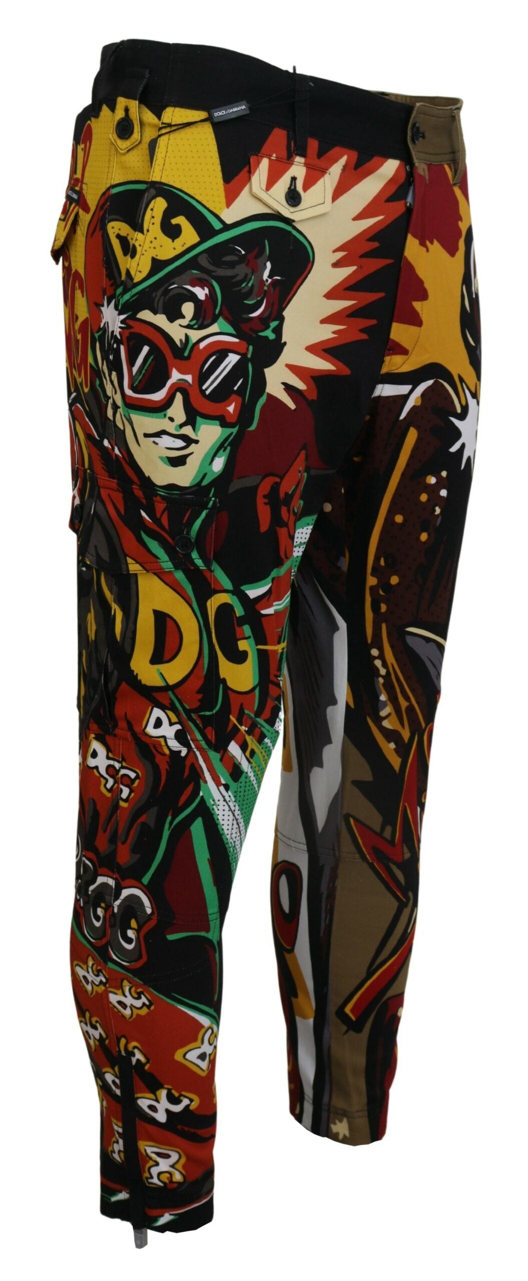 Cartoon Print Cargo Trousers with Logo Details