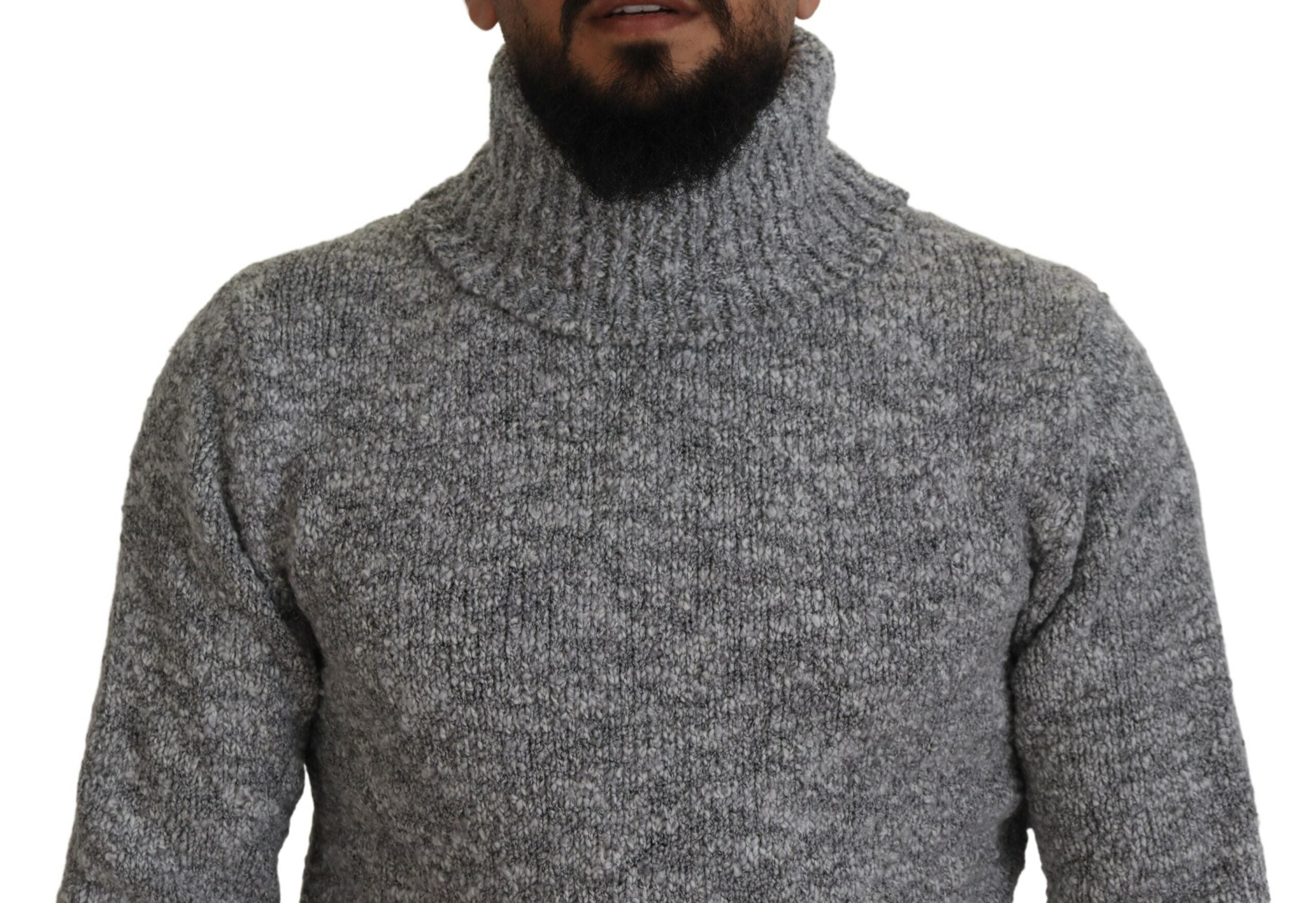 Gray Long Sleeve Wool-Blend Sweater