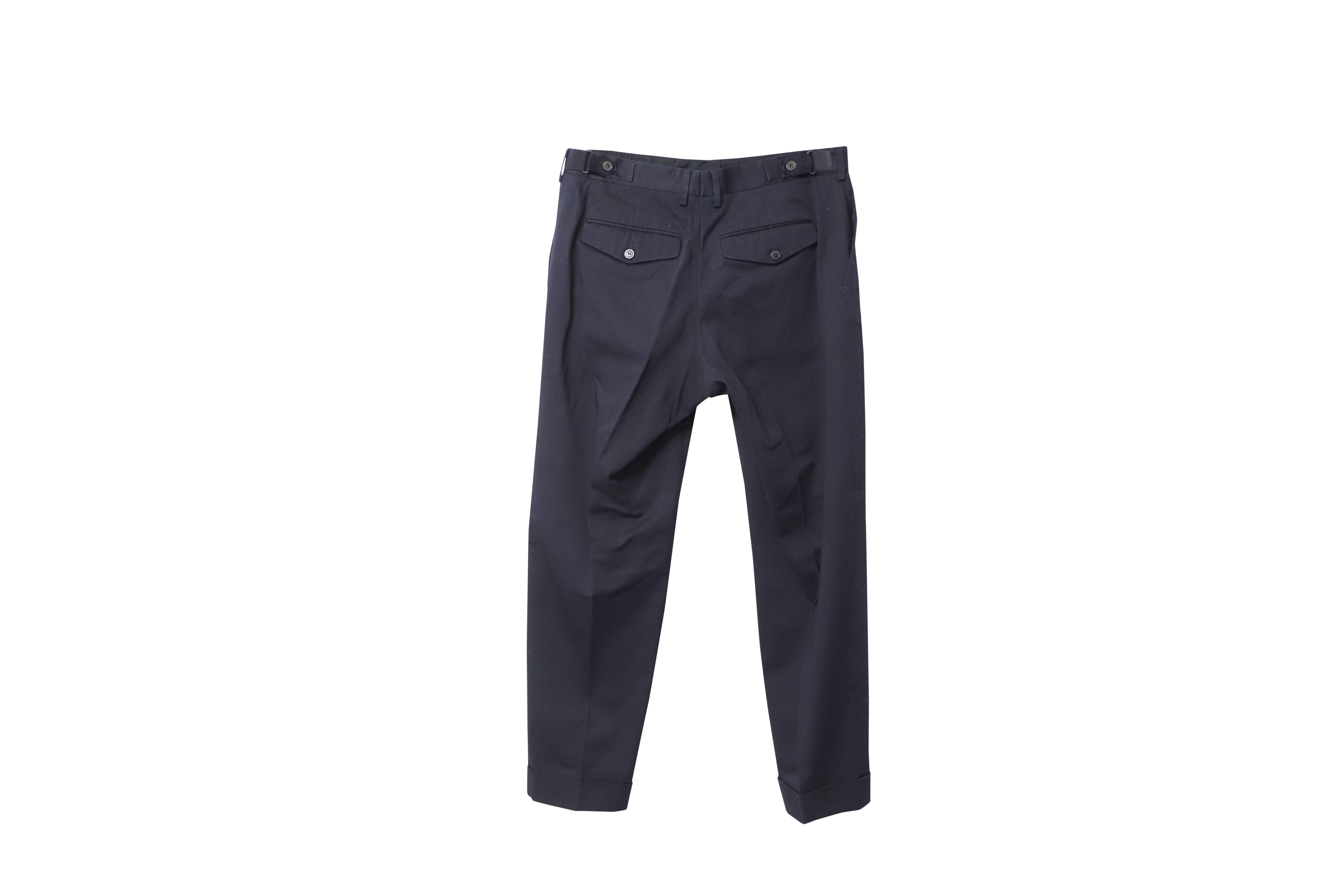 Navy Slim Straight Cotton Tailored Trousers