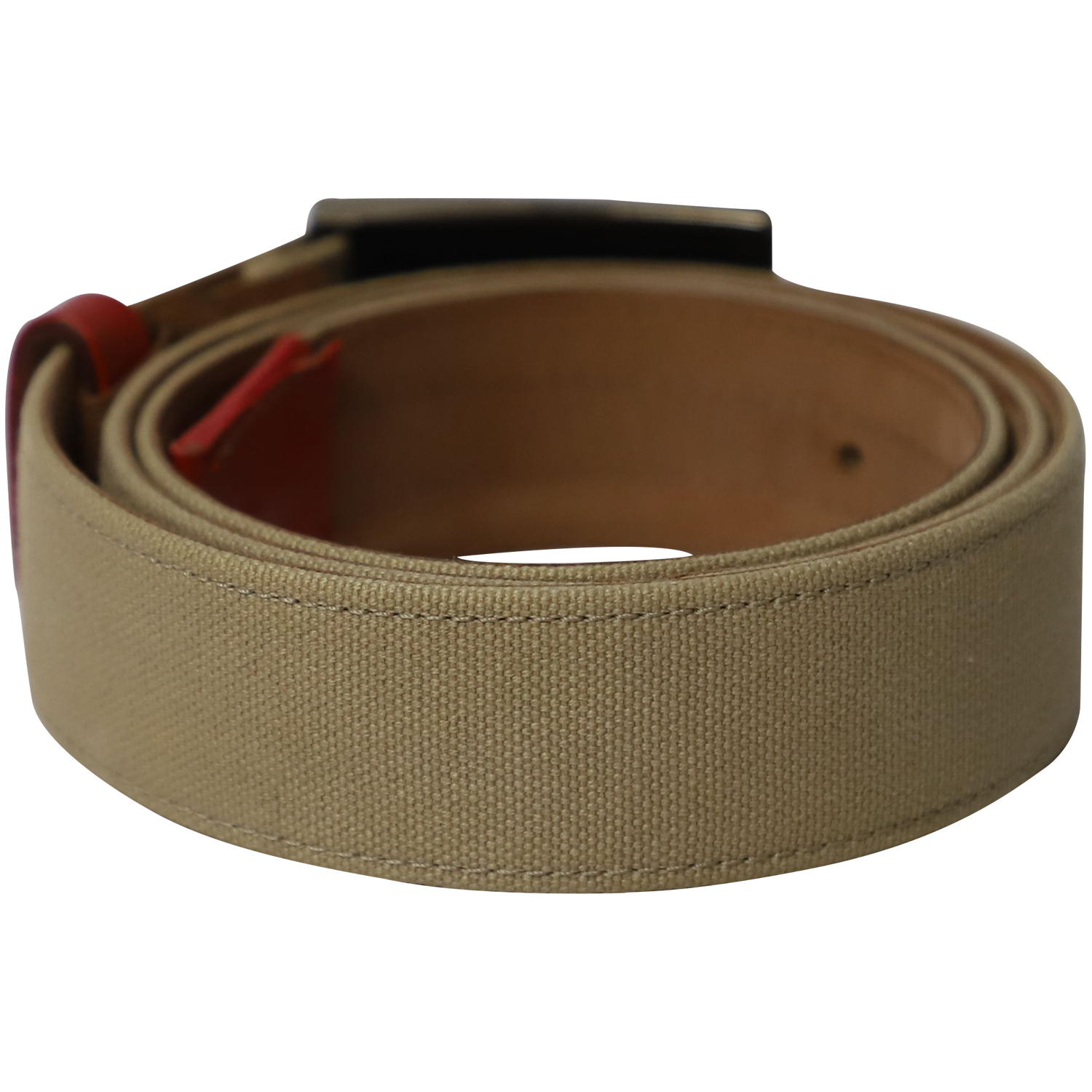 Canvas Logo Buckle Belt in Beige