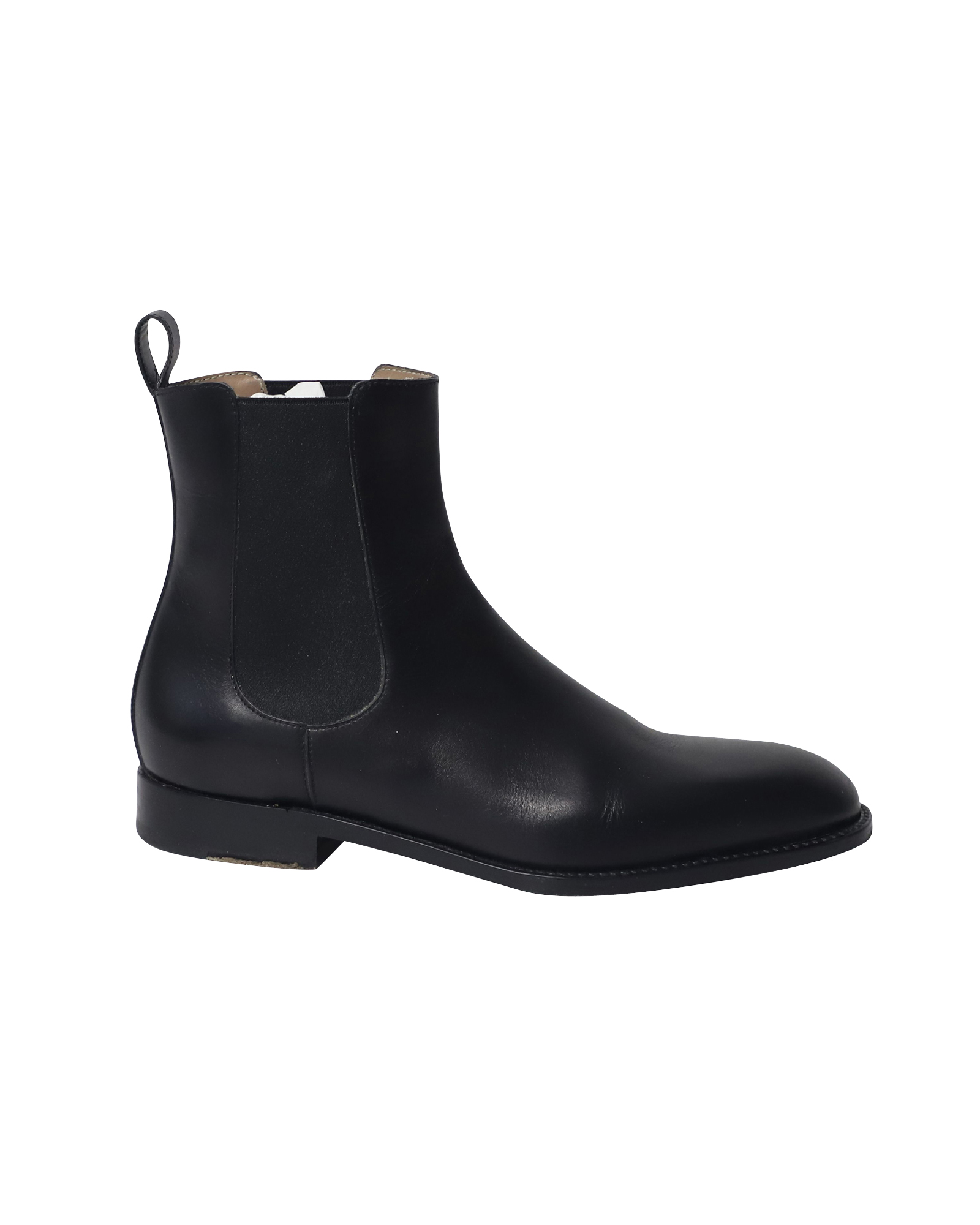 Black Leather Chelsea Boots with Elasticated Gore Detail