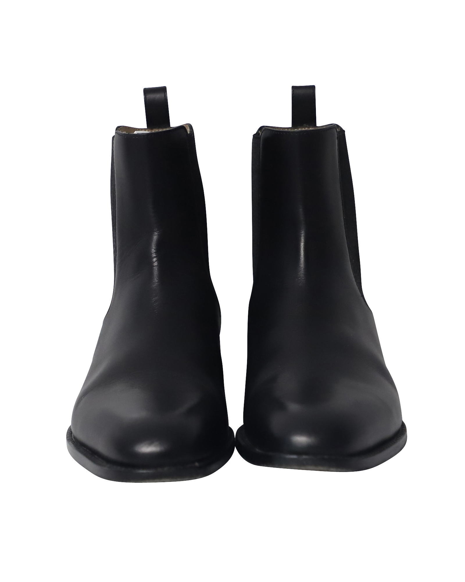Black Leather Chelsea Boots with Elasticated Gore Detail