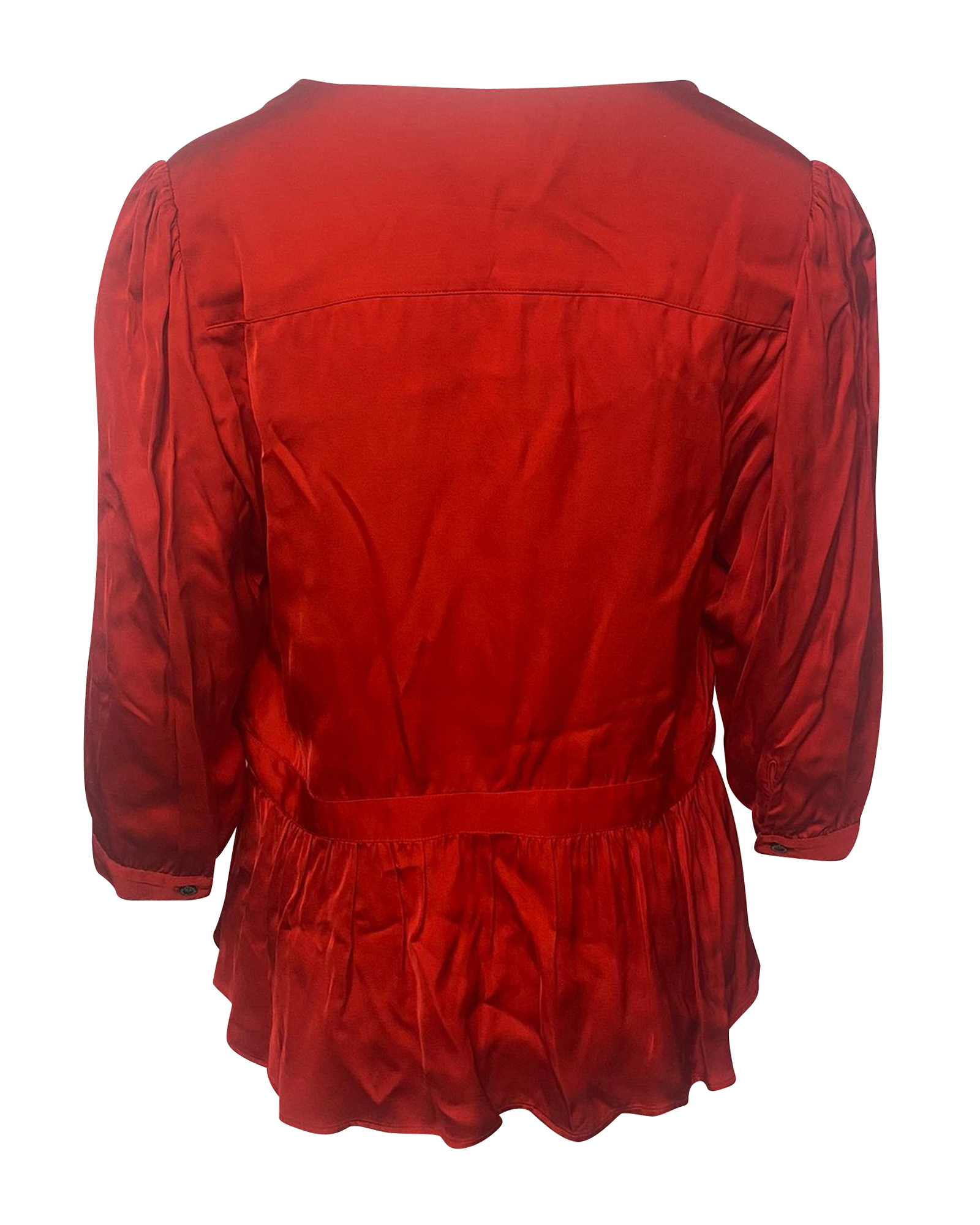 Vintage-inspired Red Joconda Long Sleeve Blouse