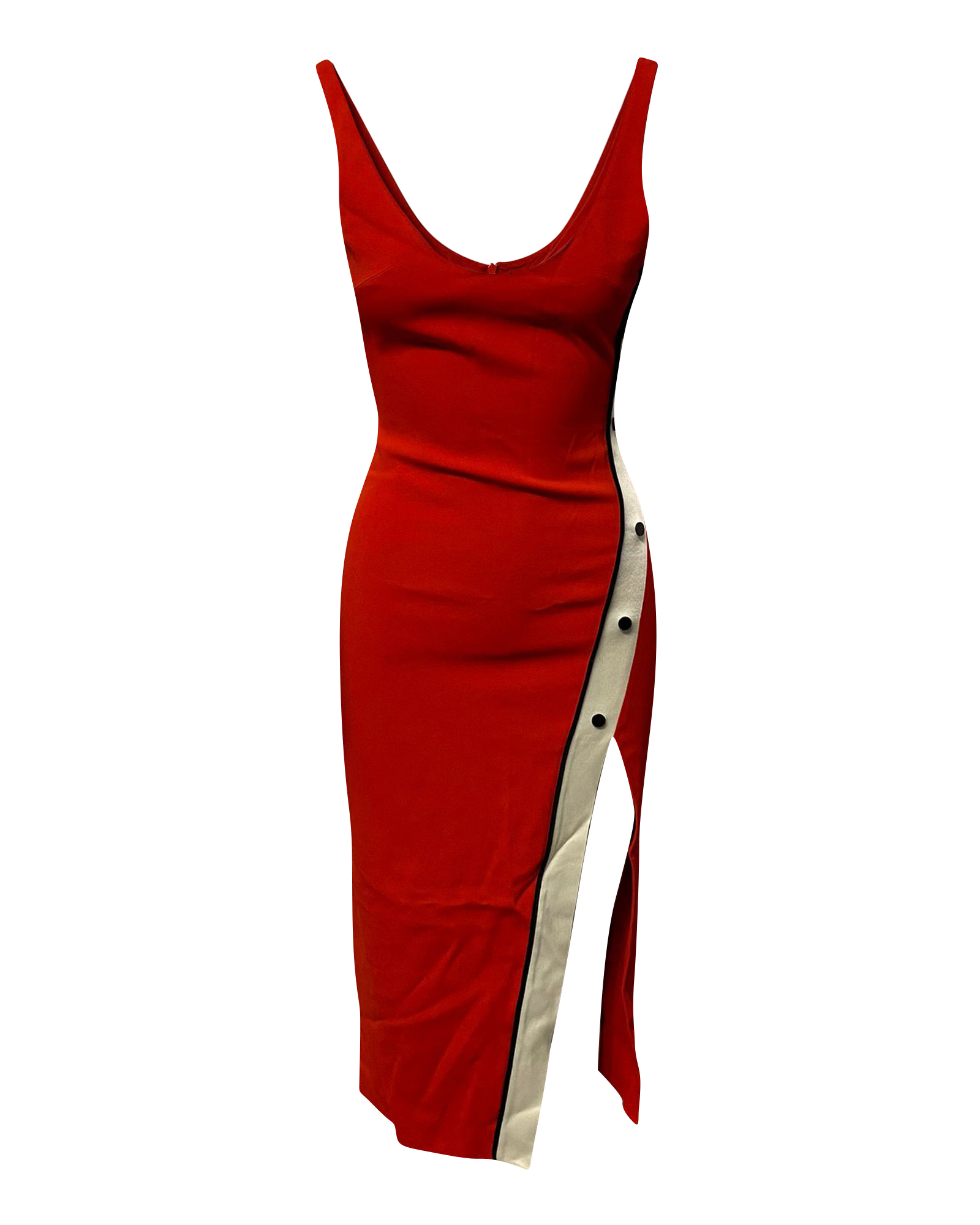 Snaps Slit Tank Dress in Red Acetate