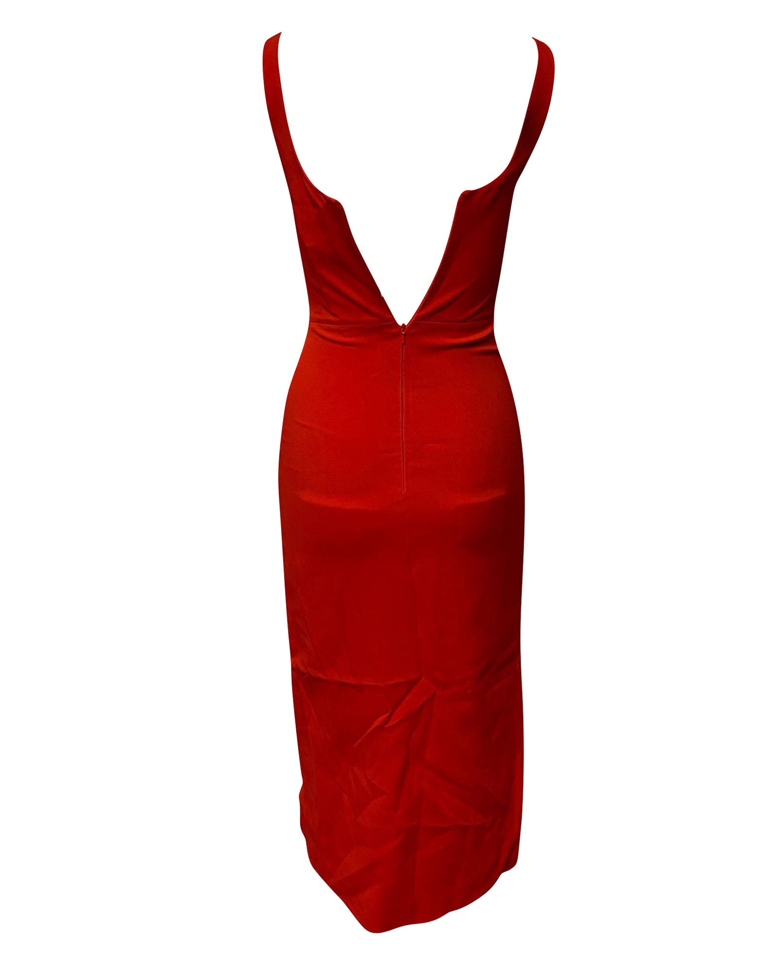Snaps Slit Tank Dress in Red Acetate