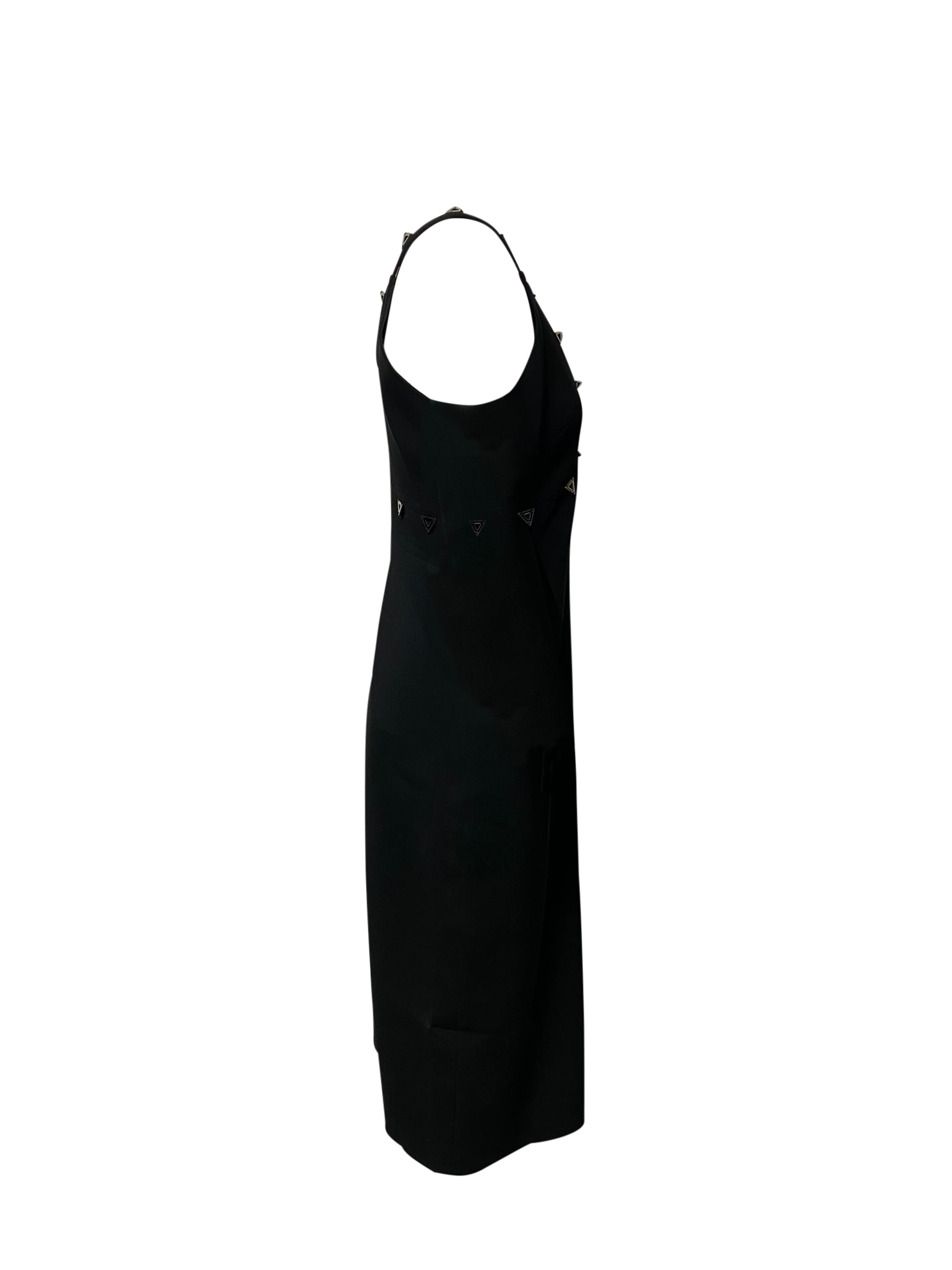 Embellished Low Neckline Dress in Black Acetate